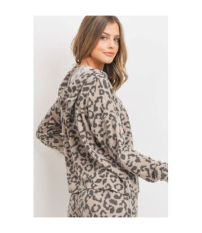 Paper Crane Animal Print Hoodie Brushed Hacci