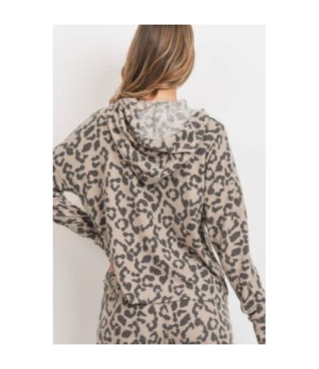 Paper Crane Animal Print Hoodie Brushed Hacci