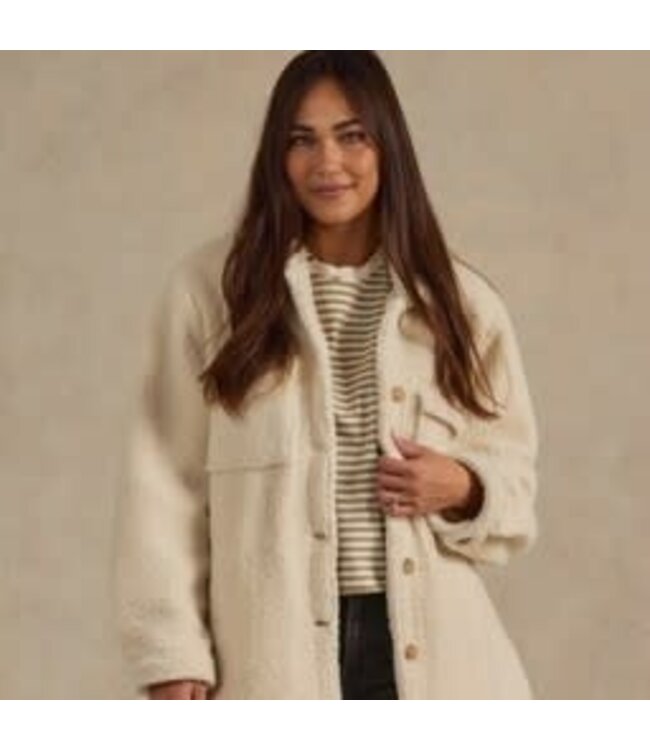 Rylee + Cru Shearling chore coat || Natural