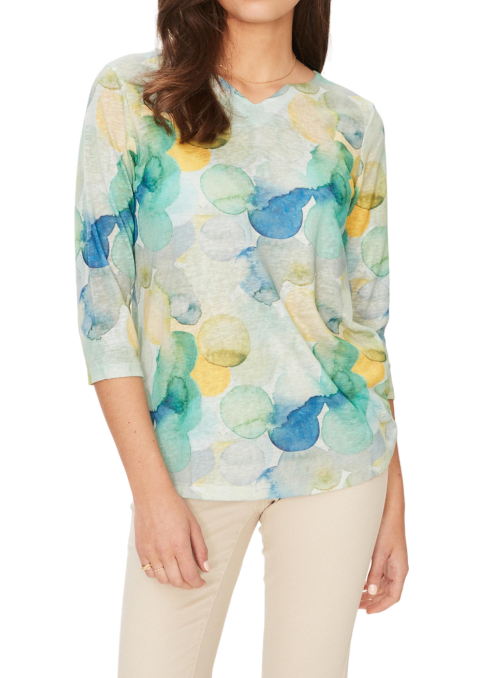 French Dressing Inc. Printed Notched Nk Top