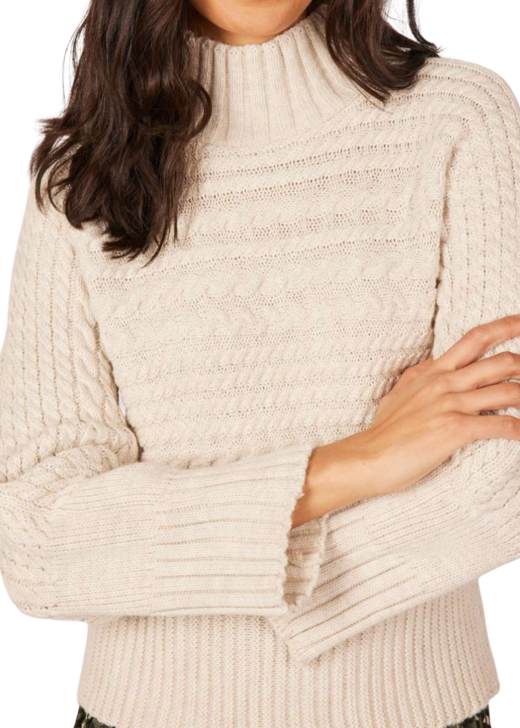 pistache Ribbed Funnel Nk Sweater