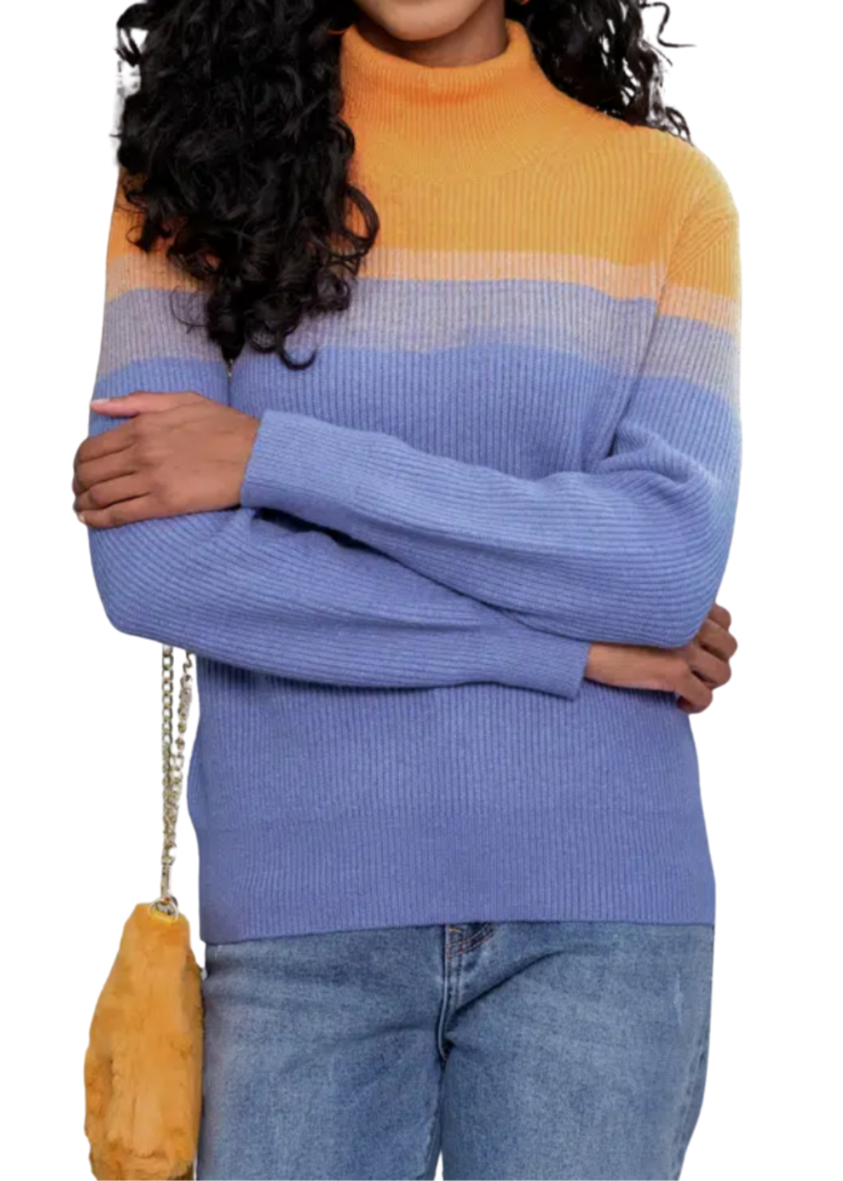 Alison Sheri Mock Nk Sweater w/Stripe
