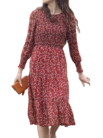 Papillon Eastern Imports Floral Smocked Tiered Maxi Dress Rust