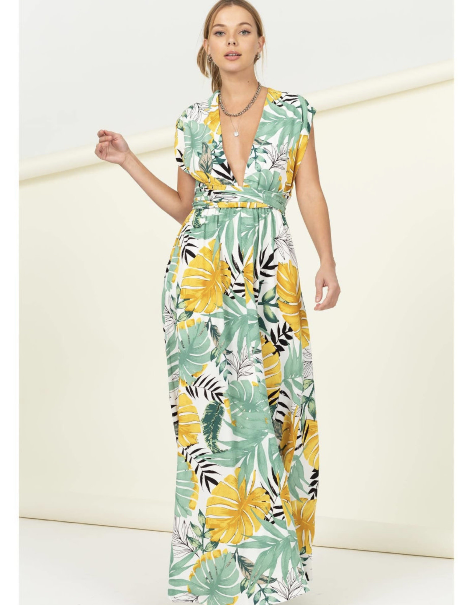 Tropical Halter Maxi Dress