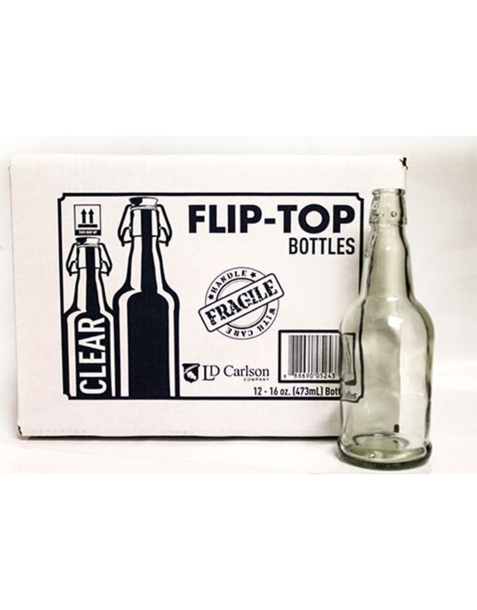 Bottle Flip-Top 16 oz CLEAR (12/cs)