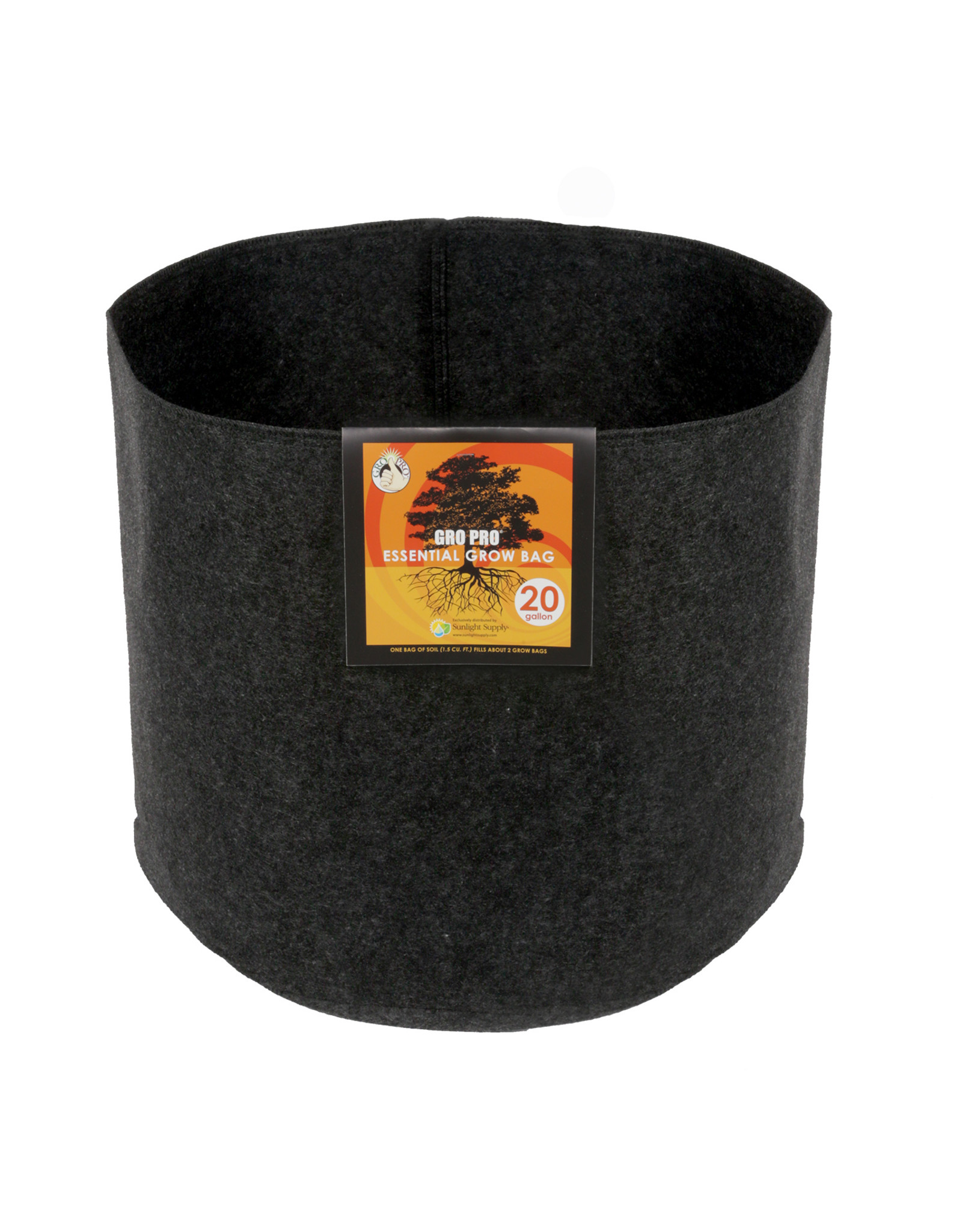 Gro Pro Gro Pro Essential Round Fabric Pot - Black 20 Gallon