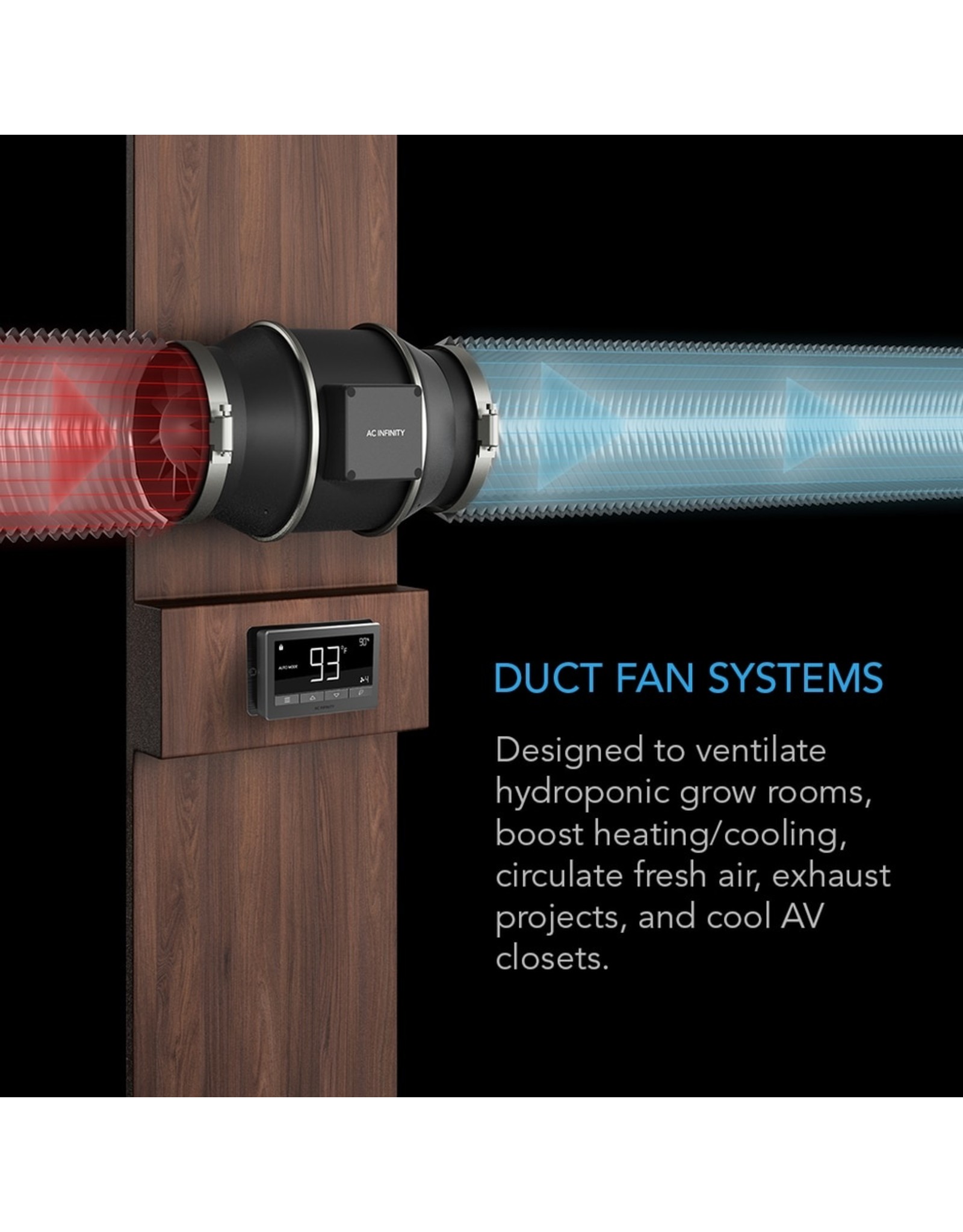 AC Infinity CLOUDLINE T6 - 6" Duct Fan w/  Temperature and Humidity Control