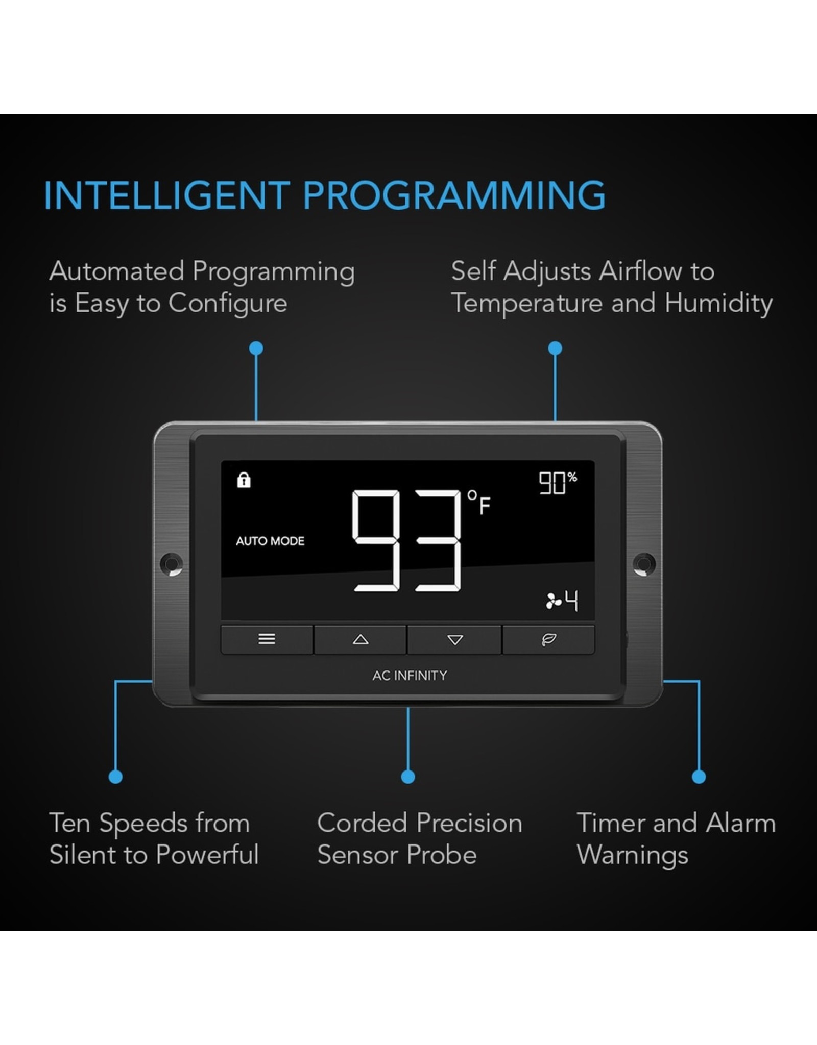 AC Infinity CLOUDLINE T4 - 4" Duct Fan w/  Temperature and Humidity Control
