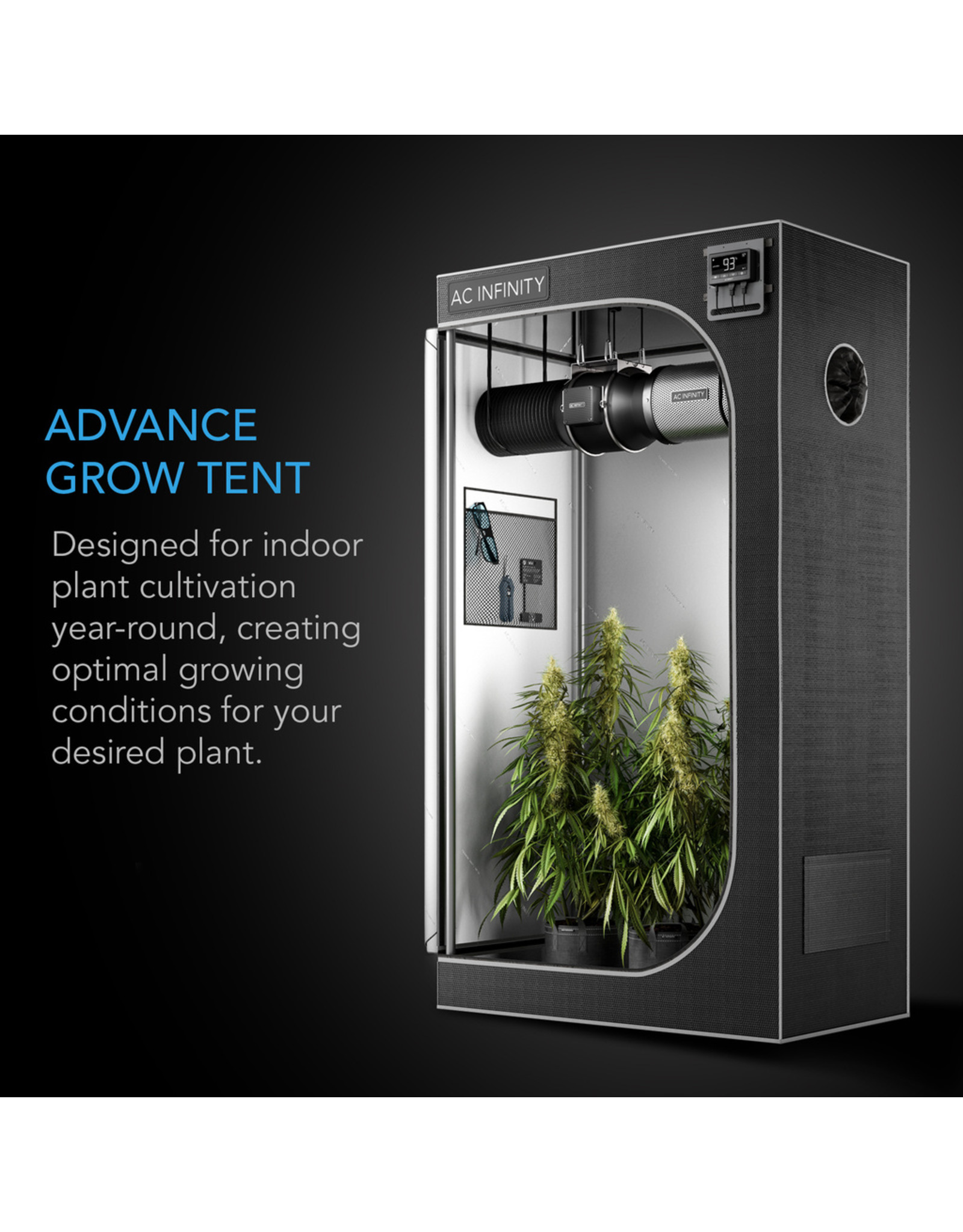 AC Infinity CLOUDLAB 894, Advance Grow Tent, 2000D Mylar Canvas, 94" x 48" x 80"