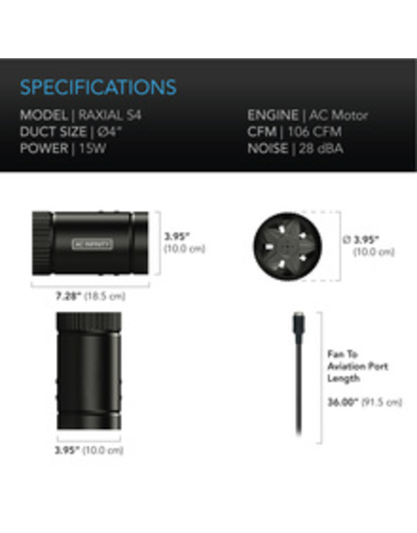 Raxial S4 - Inline Duct Booster Fan with Speed Controller 4 - Brew & Grow  Hydroponics and Homebrewing Supplies of Chicagoland