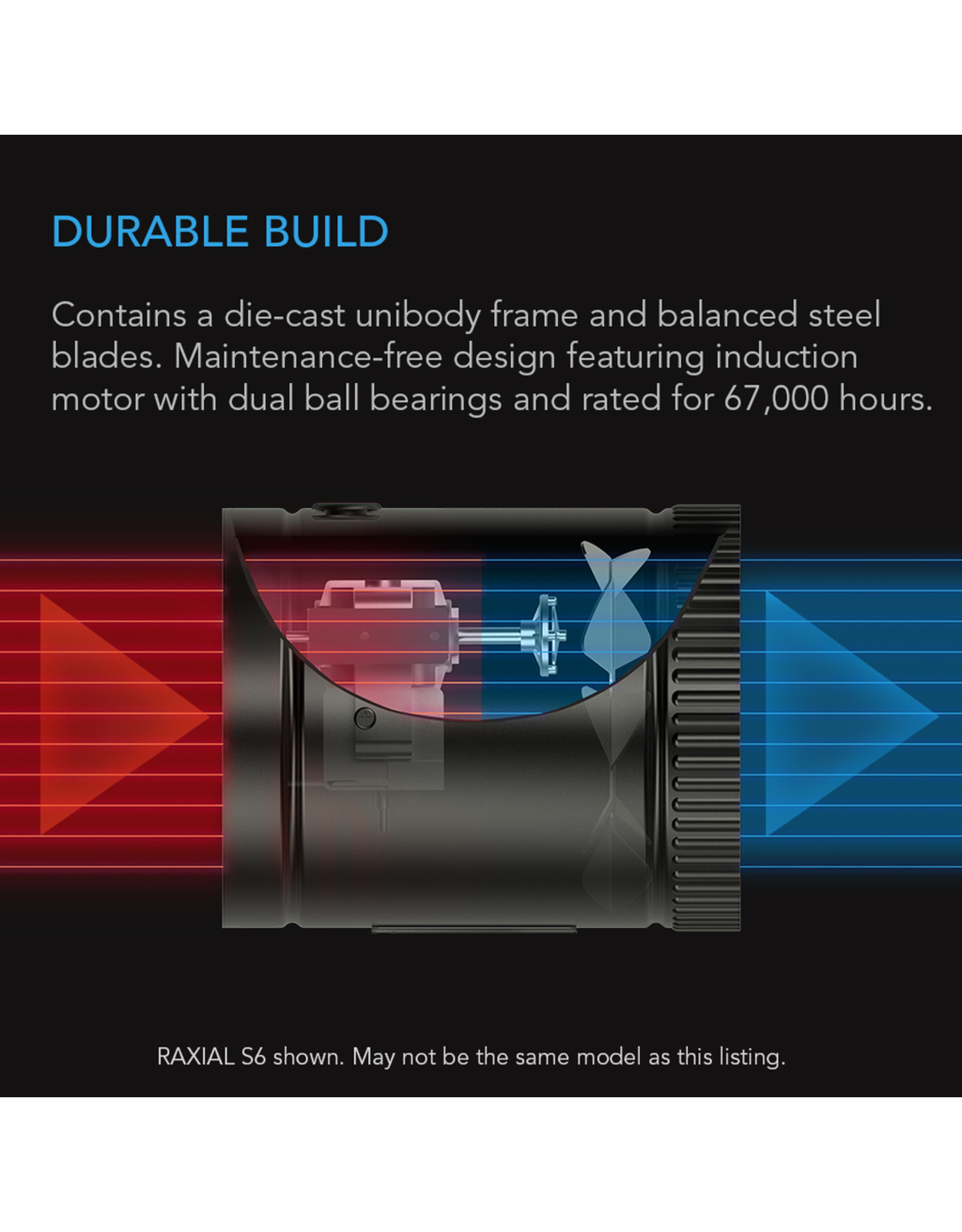 AC Infinity Raxial S8 - Inline Duct Booster Fan with Speed Controller 8"