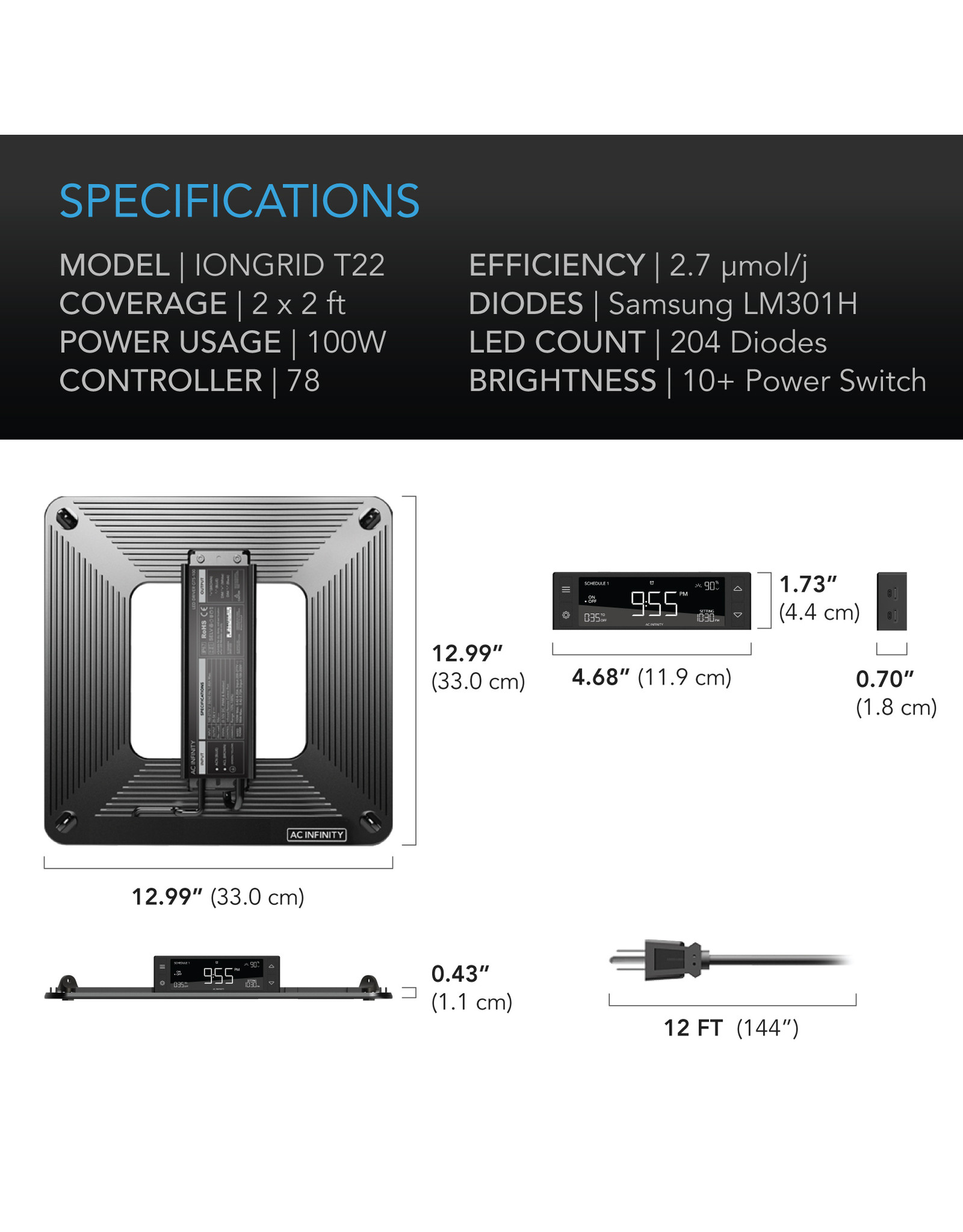 Skjult Sind forælder IONGRID T22 Full Spectrum LED Grow Light 2X2 - Brew & Grow Hydroponics and  Homebrewing Supplies of Chicagoland