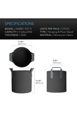 AC Infinity Heavy Duty Fabric Pot 5/Pack - ROUND 5 Gallon