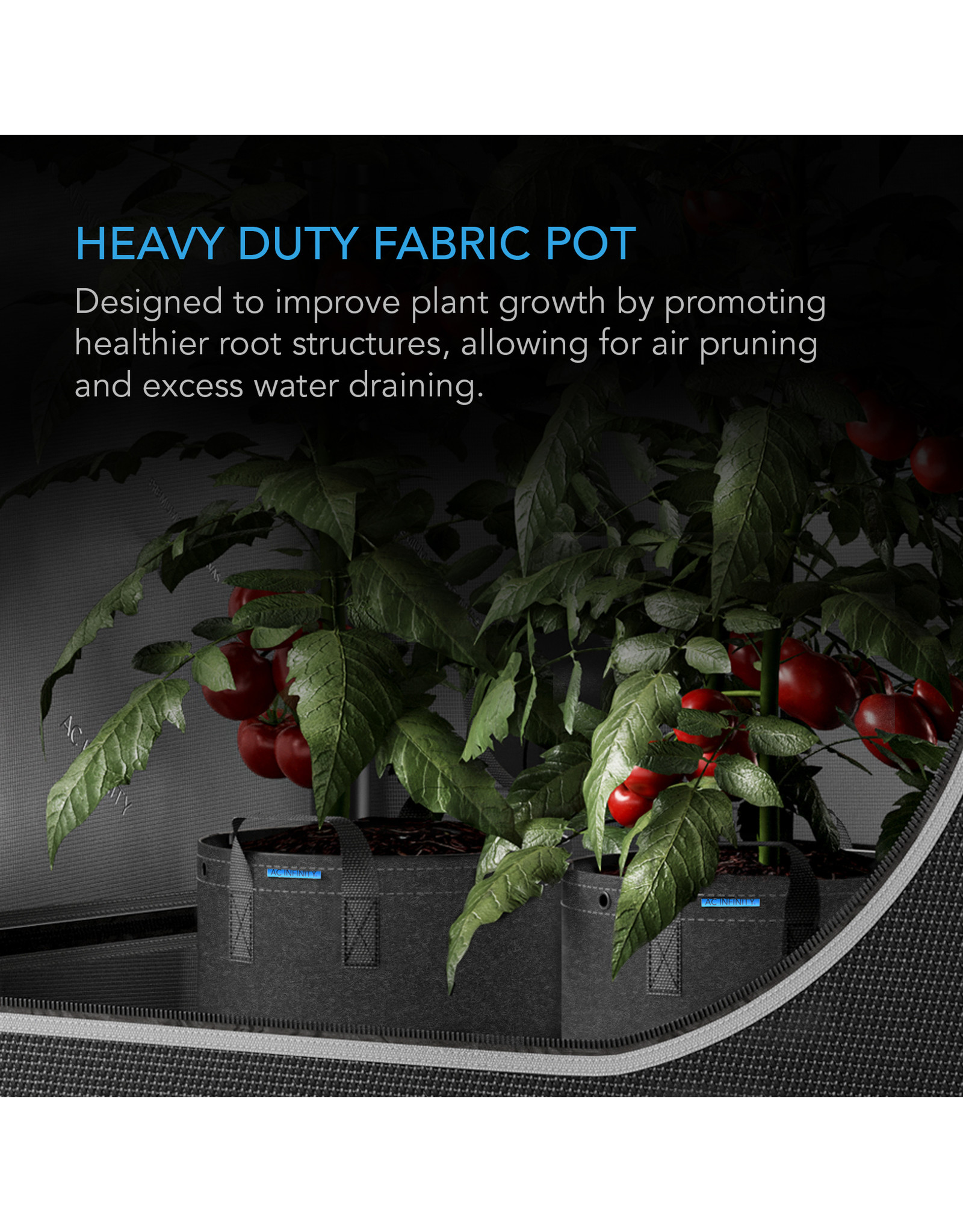 AC Infinity Heavy Duty Fabric Pot 5/Pack - ROUND 7 Gallon
