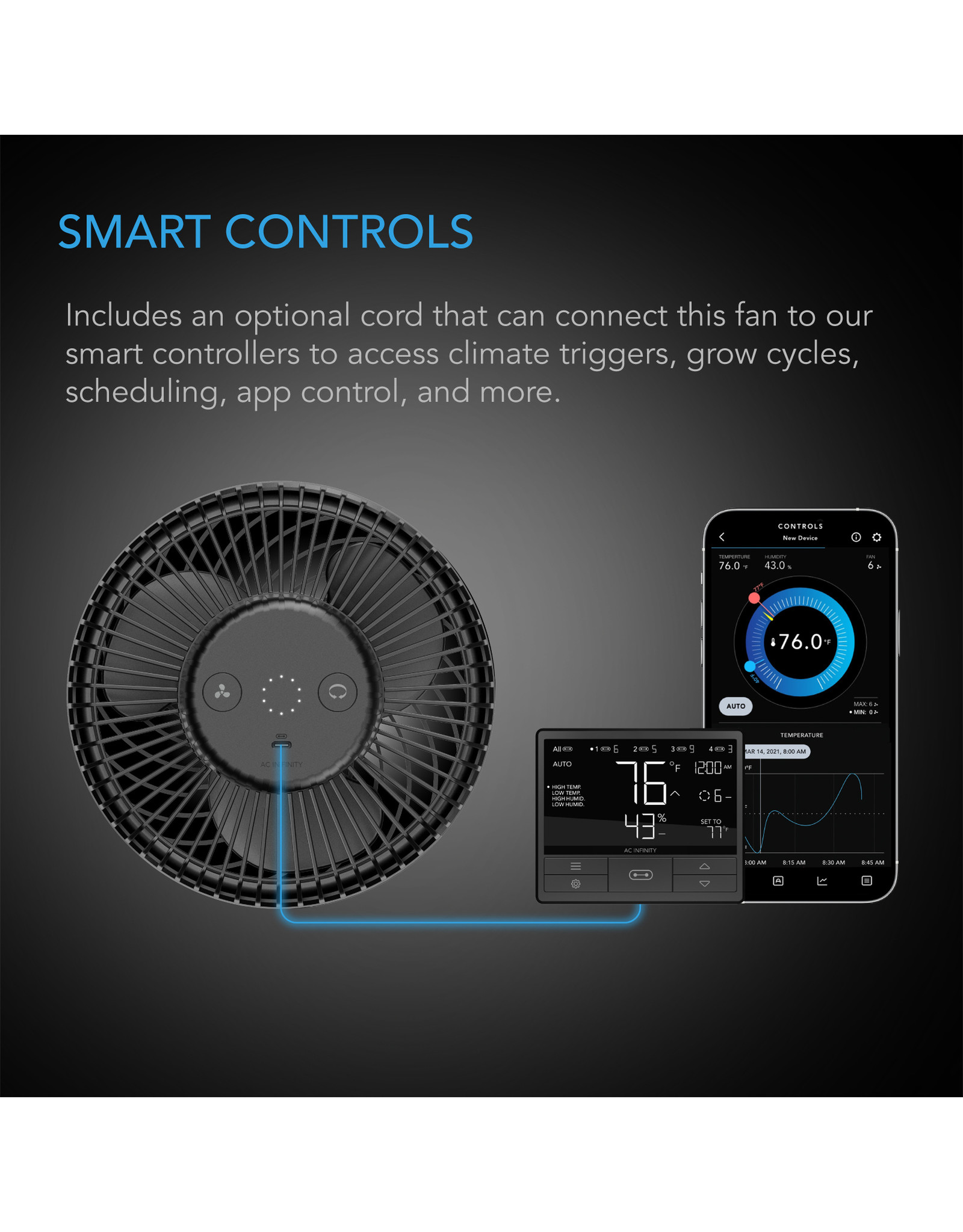 AC Infinity Cloudray S6 Clip Fan w/ 10-Level Modes, Speeds and Auto Oscillation - 6"