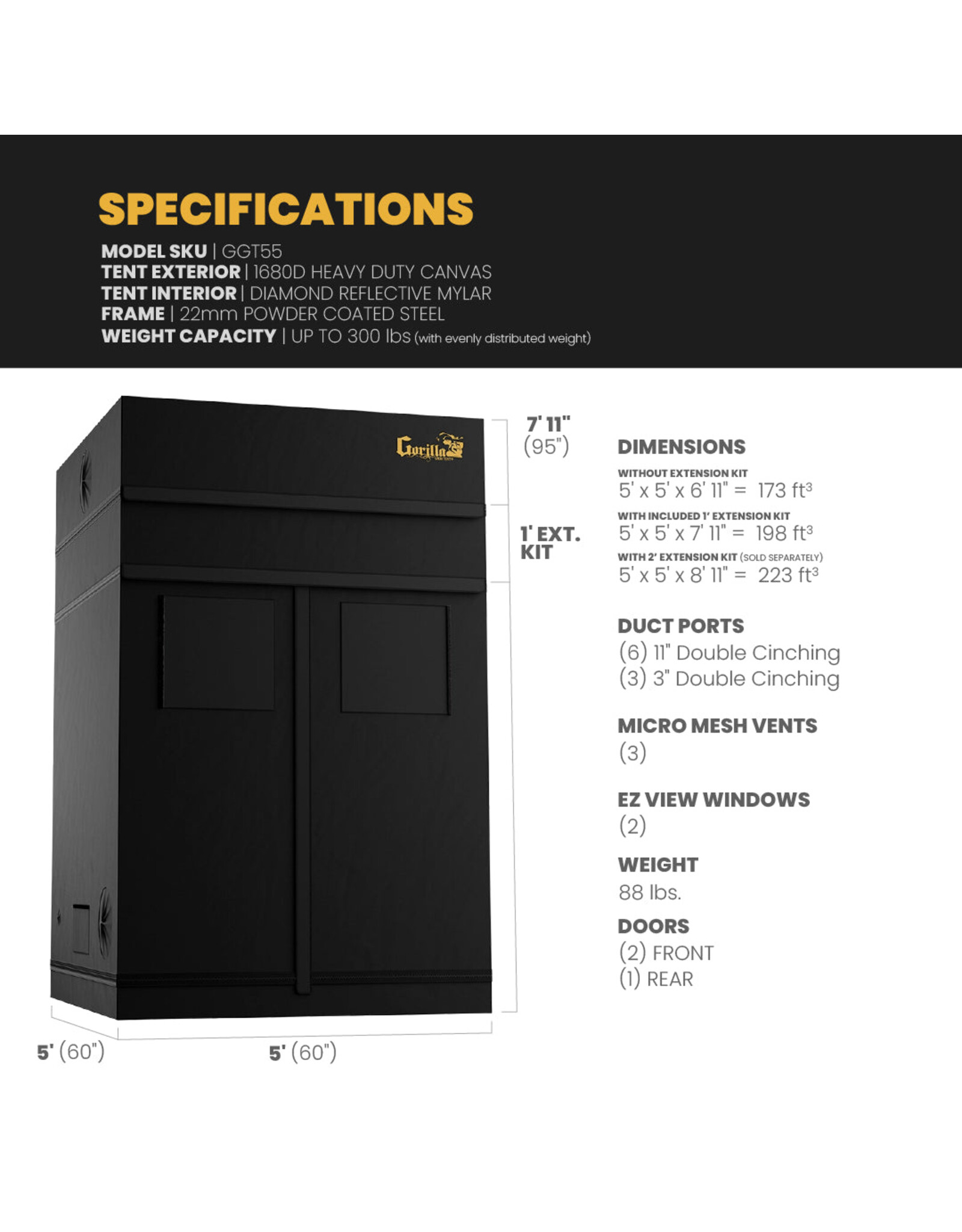 Gorilla Gorilla Grow Tent 5' x 5'