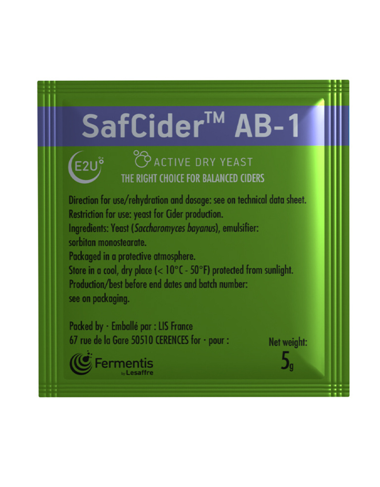 Fermentis Fermentis SafCider AB-1 Cider Yeast 5 gram