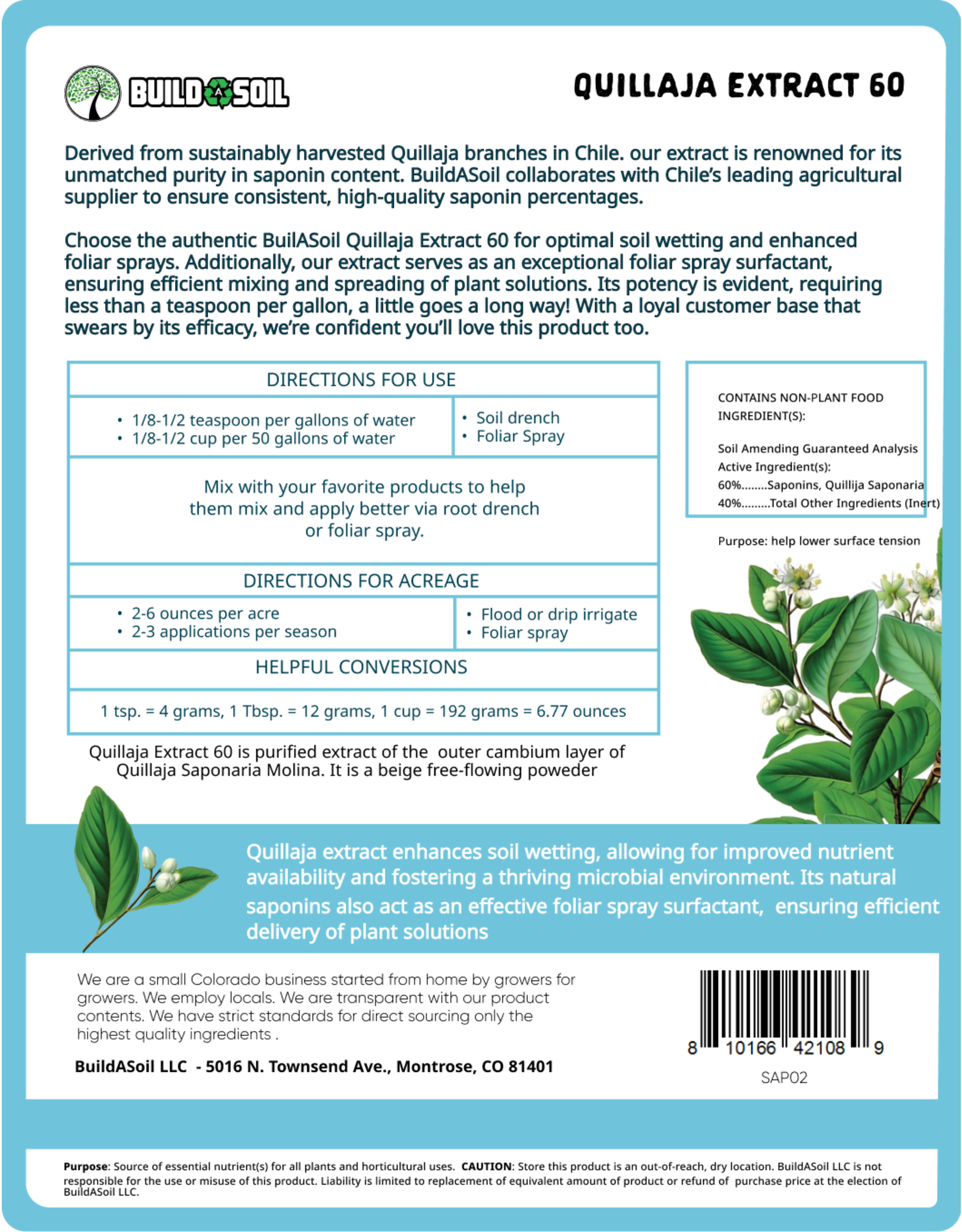 BuildASoil BuildASoil Quillaja Saponaria Extract Powder 20 - 2 oz