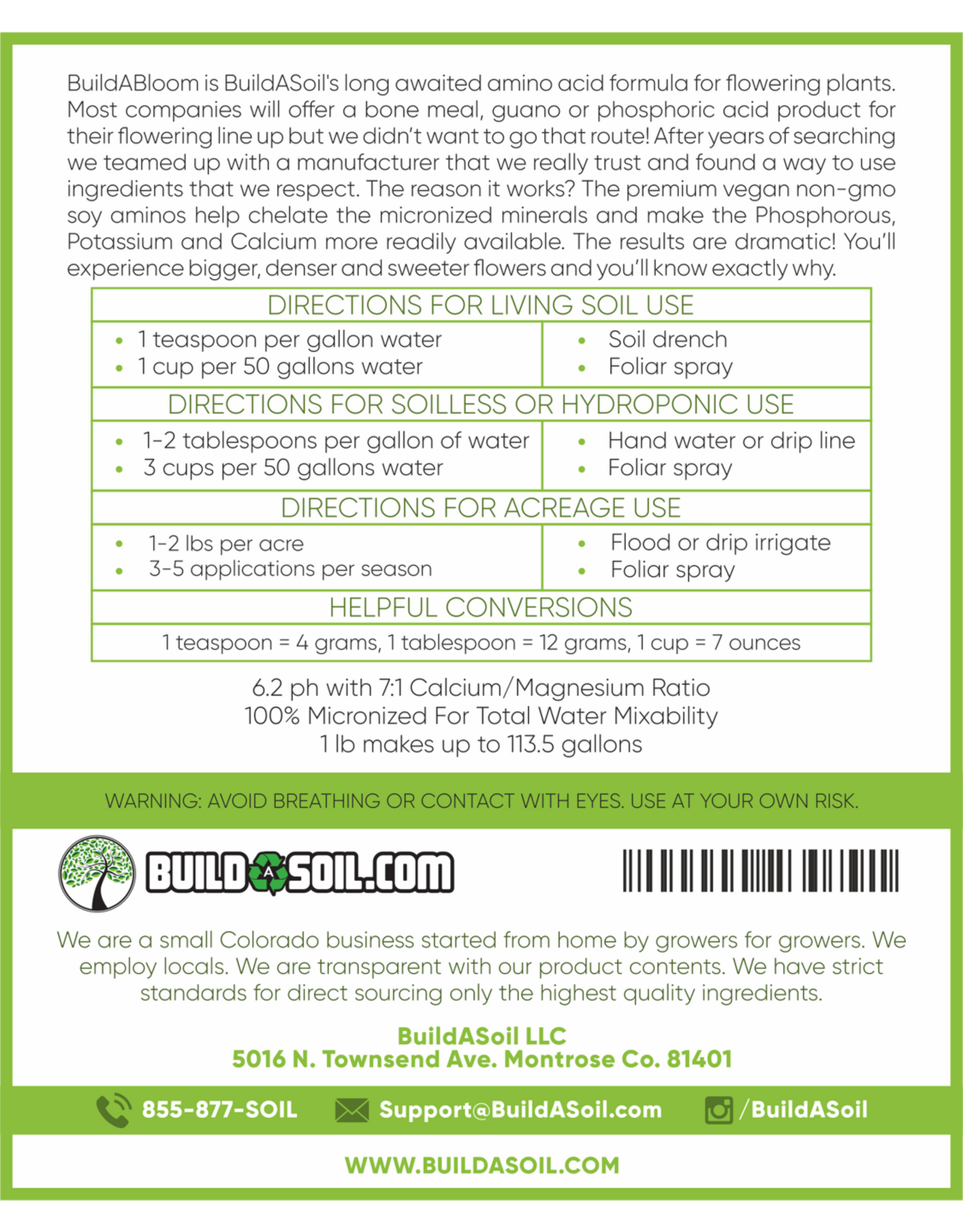 BuildASoil BuildASoil BuildABloom Amino Chelated Bloom Booster- 1 lb