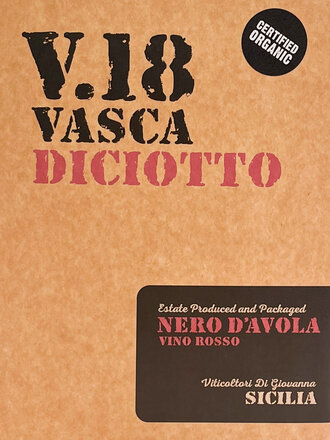Wine-Red-Lush Di Giovanna 'V.18 Vasca Diciotto' Nero d'Avola Terre Siciliane DOC 2023 3L BiB