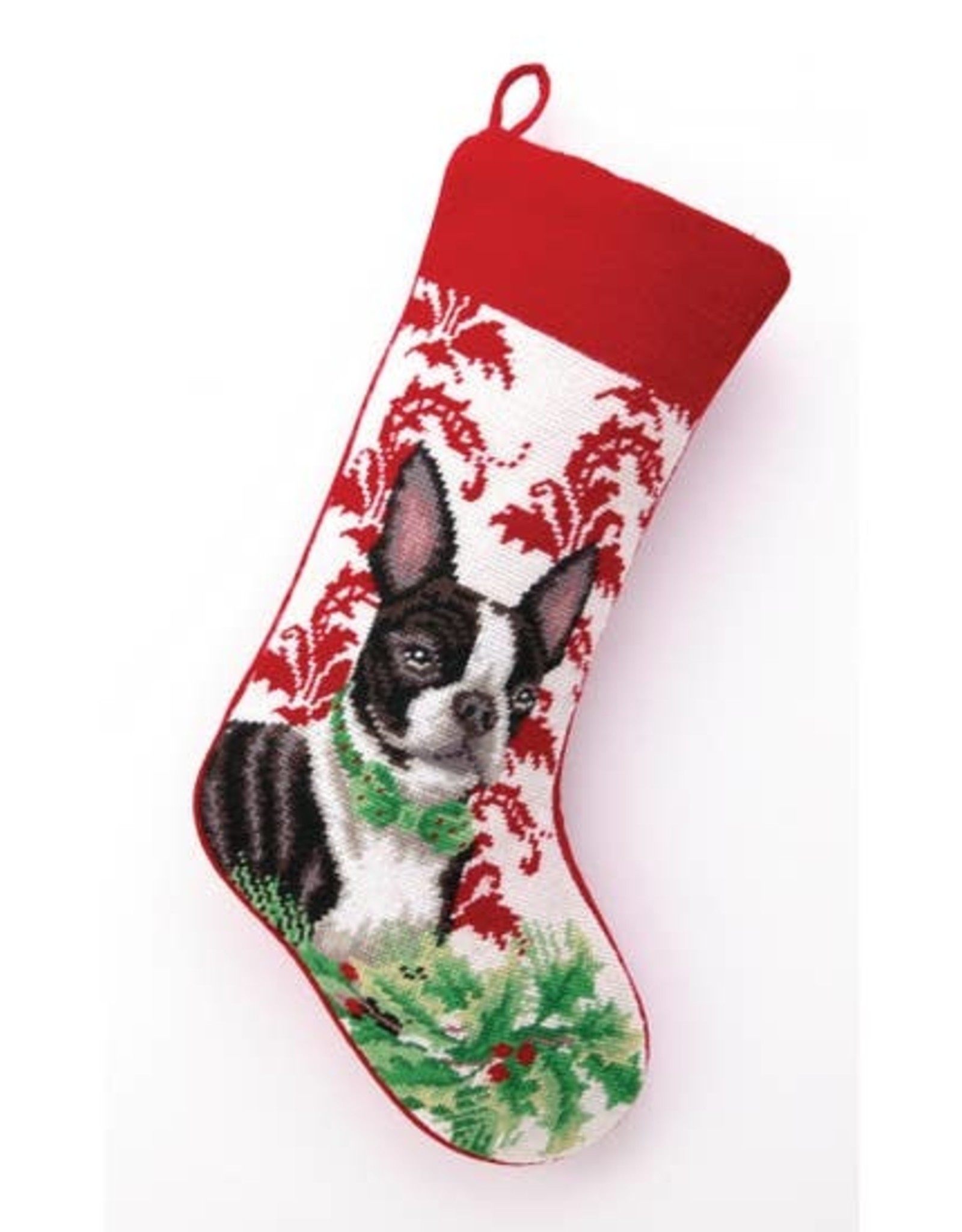 Peking Handicraft Boston Terrier Needlepoint Stocking