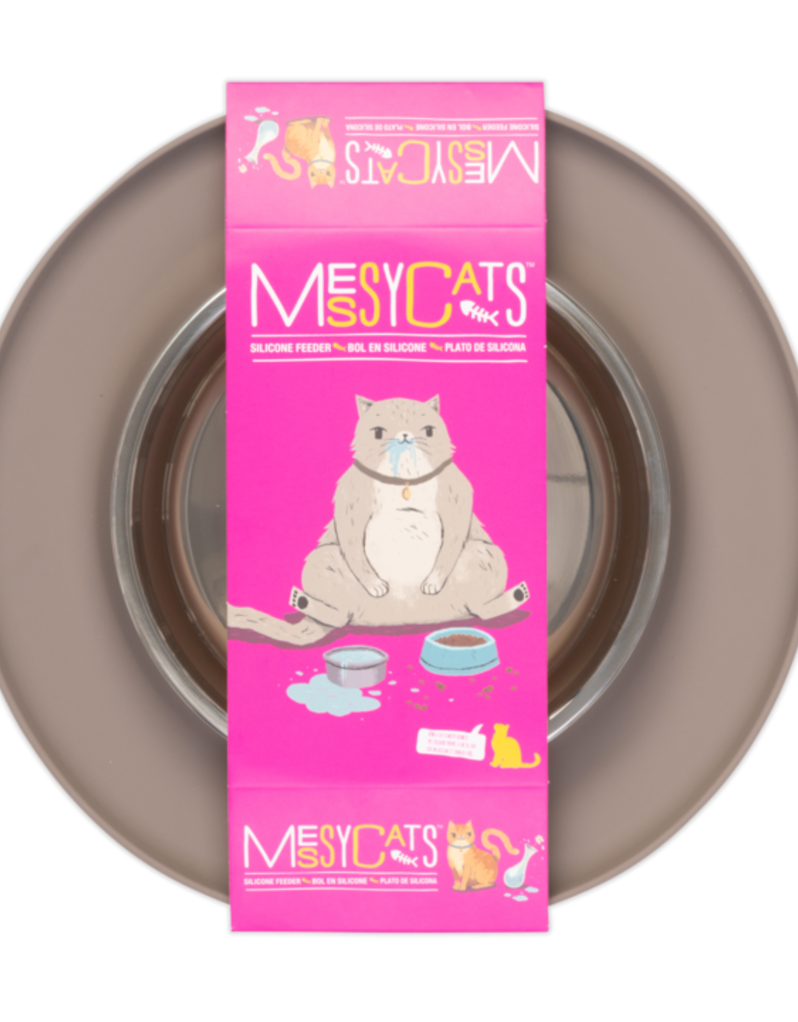 Messy Mutts Messy Cats - Gray Silicone Bowl