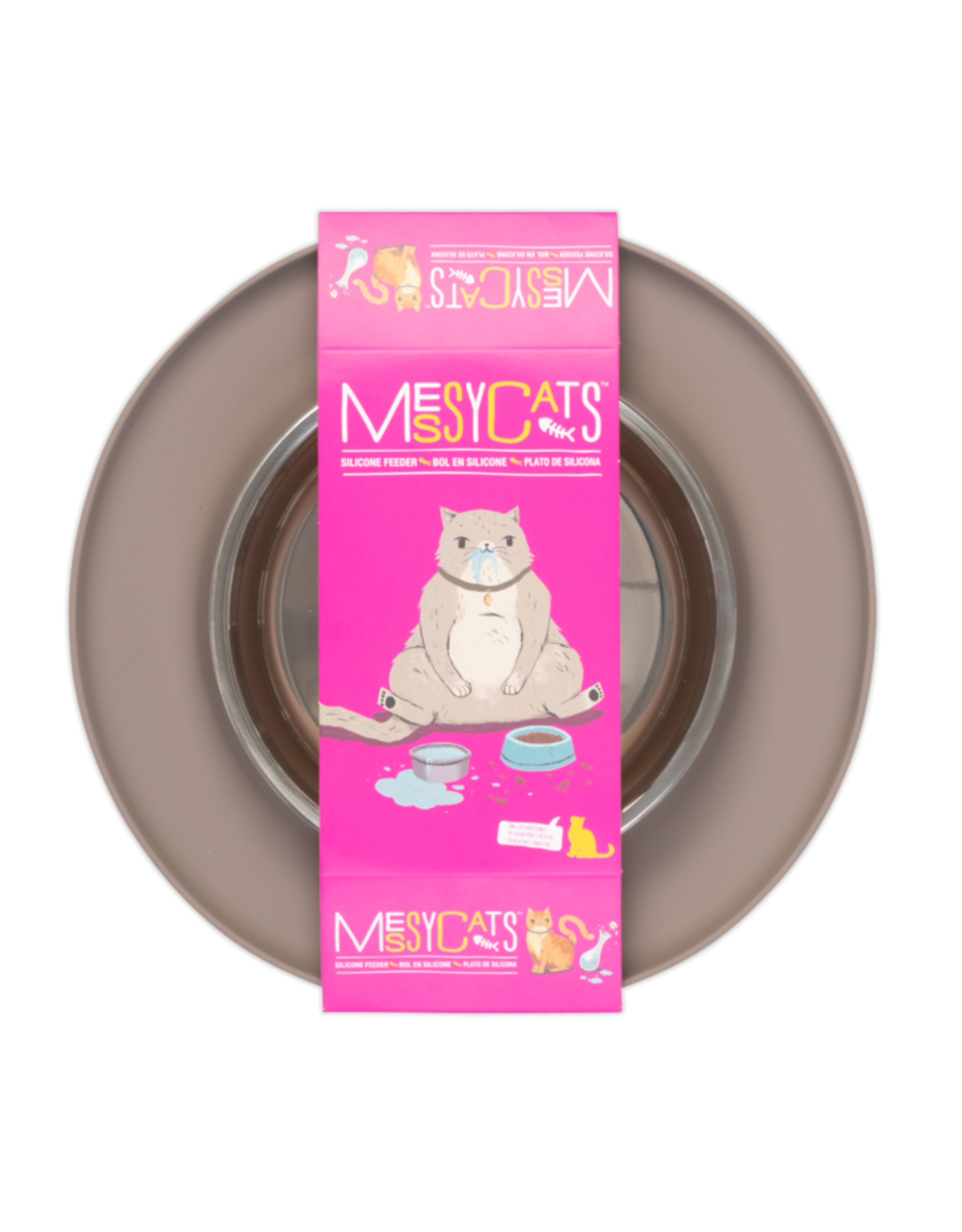 Messy Mutts Messy Cats - Gray Silicone Bowl