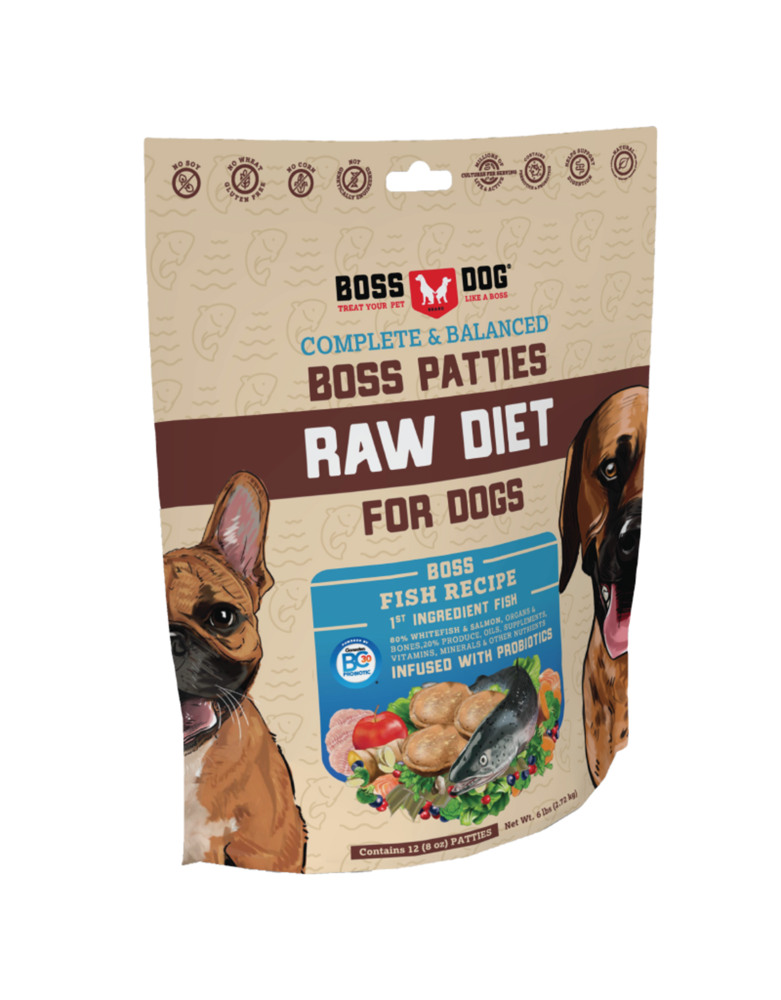 BossDog Boss Dog Raw Fish Patty 6lb