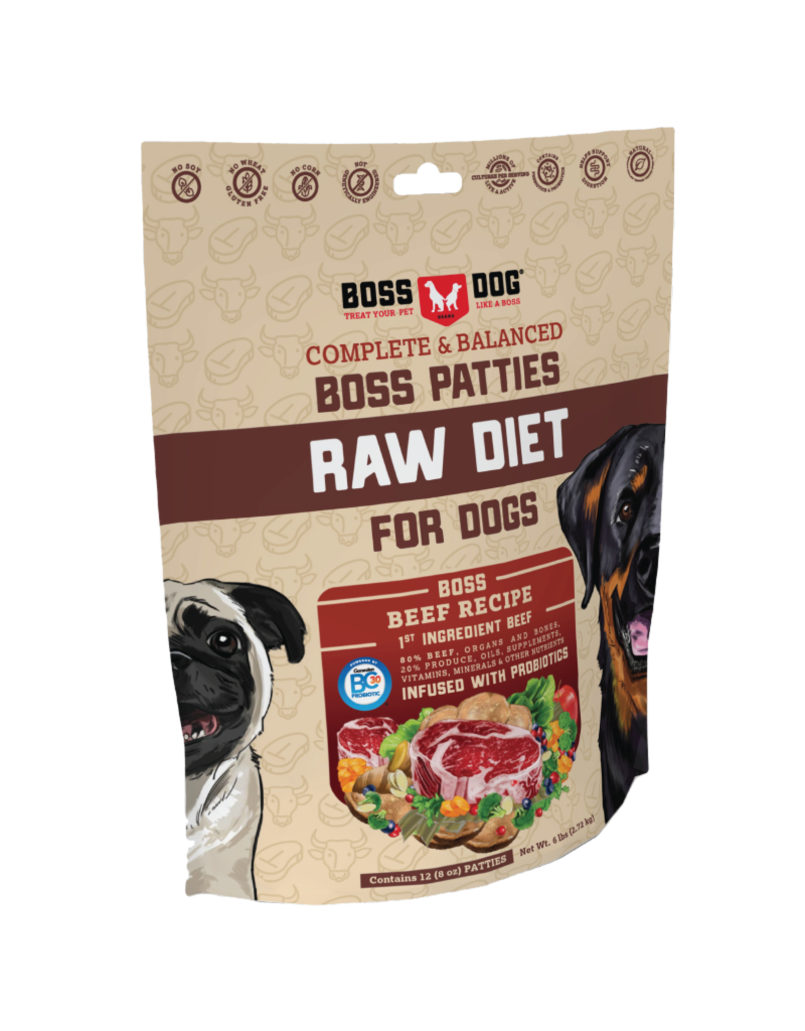 BossDog Boss Dog Raw Beef Patty 6lb