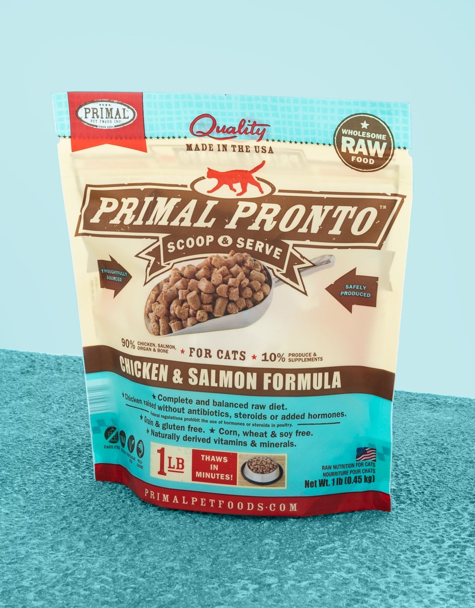 Primal Primal Cat Pronto Chicken/Salmon 1lb (Frozen Raw)