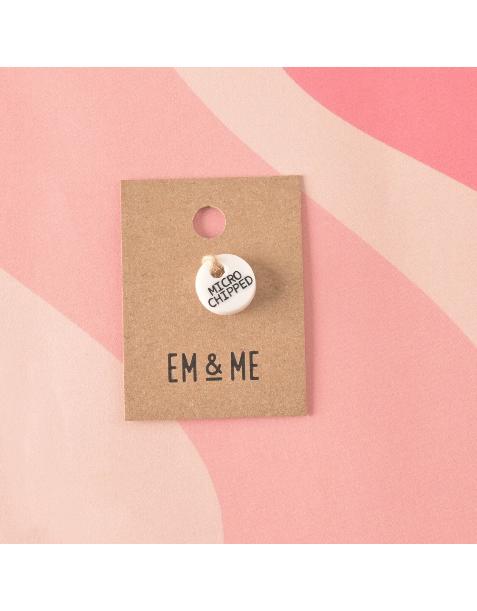 Em & Me Studio White "Microchipped" Tag