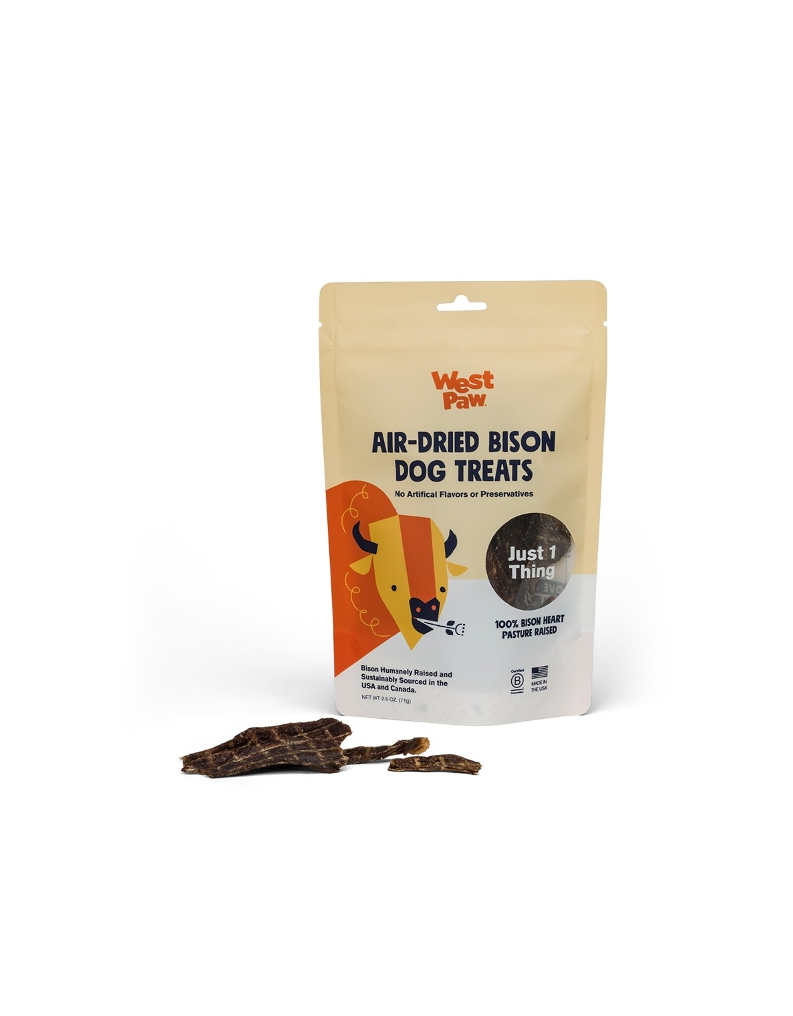 West Paw Air-Dried Bison Heart Treats  2.5oz