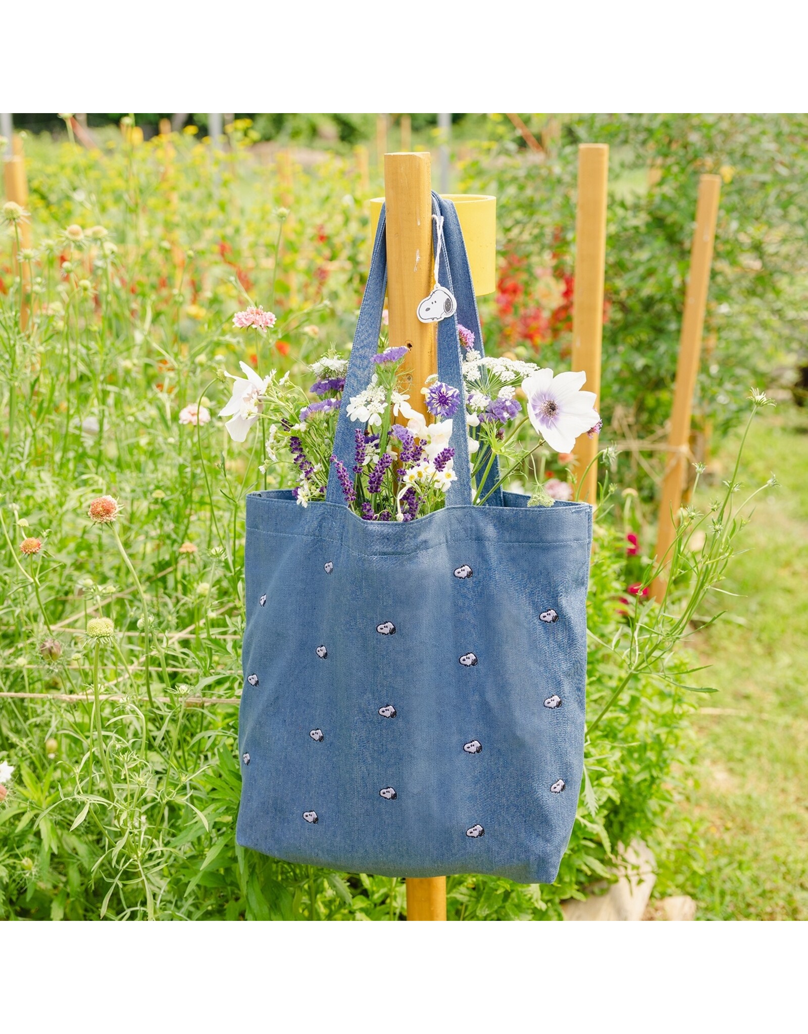 Three Potato Four Snoopy Embroidered Denim Tote