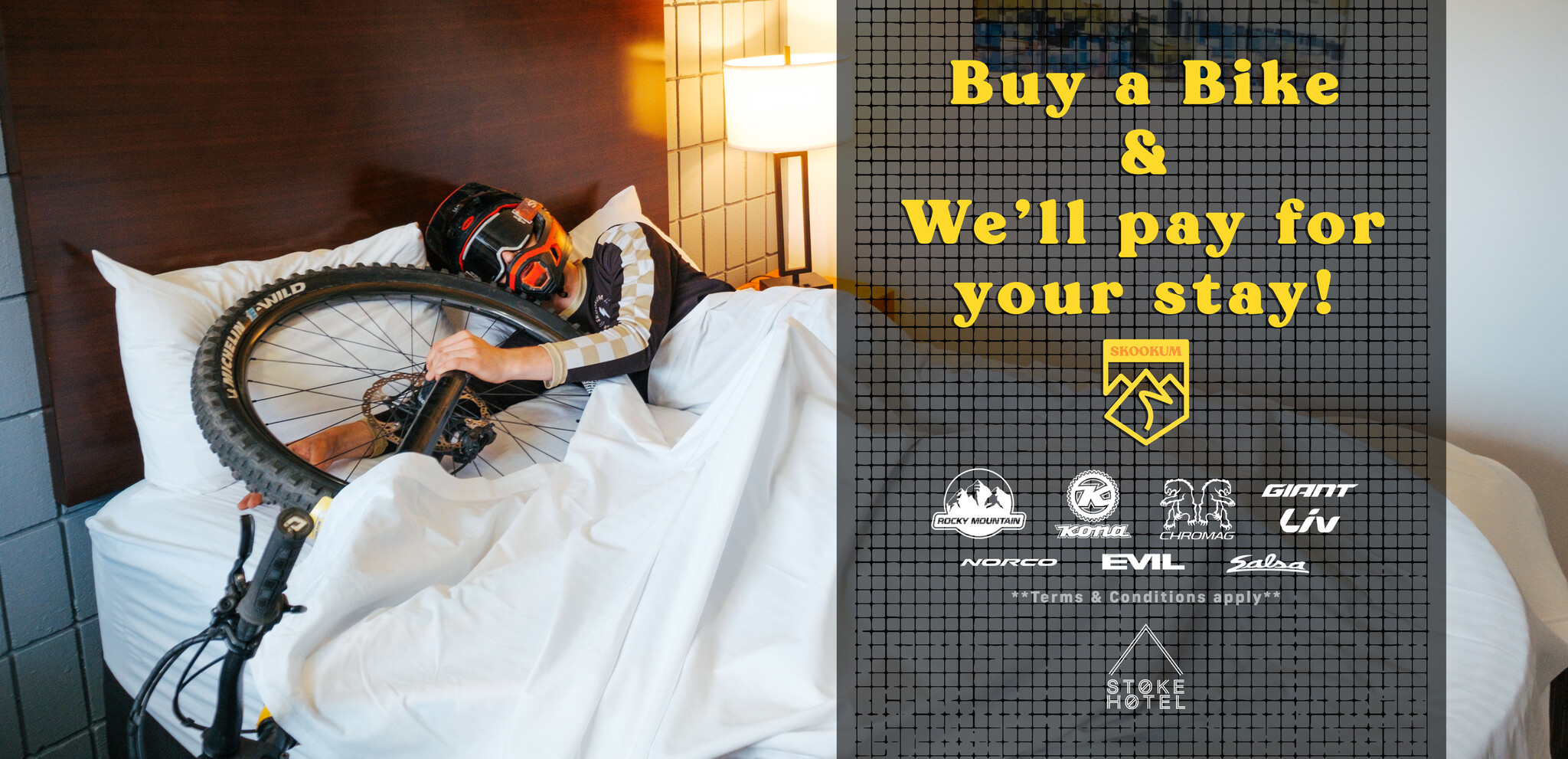 Buy a bike and we'll pay for your stay! 