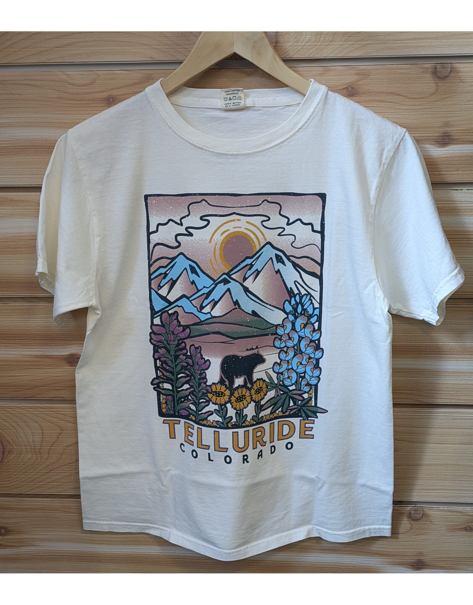 LAKESHIRTS #950A STRETCH FAR MTNS FLORAL SS