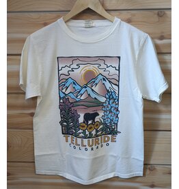 LAKESHIRTS #950A STRETCH FAR MTNS FLORAL SS