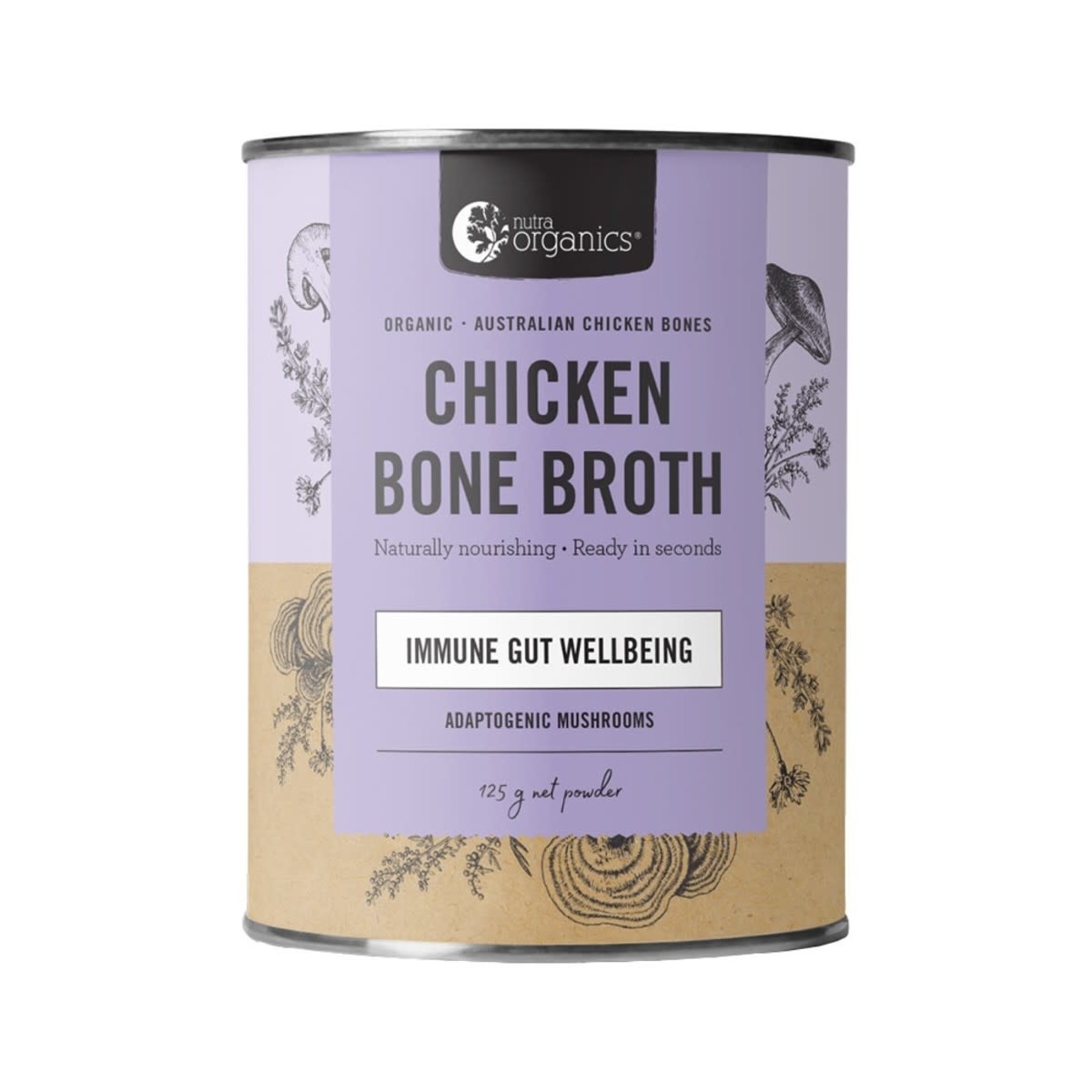 Nutra Organics Nutra organics bone broth chicken organic adaptogenic mushroom 125gm