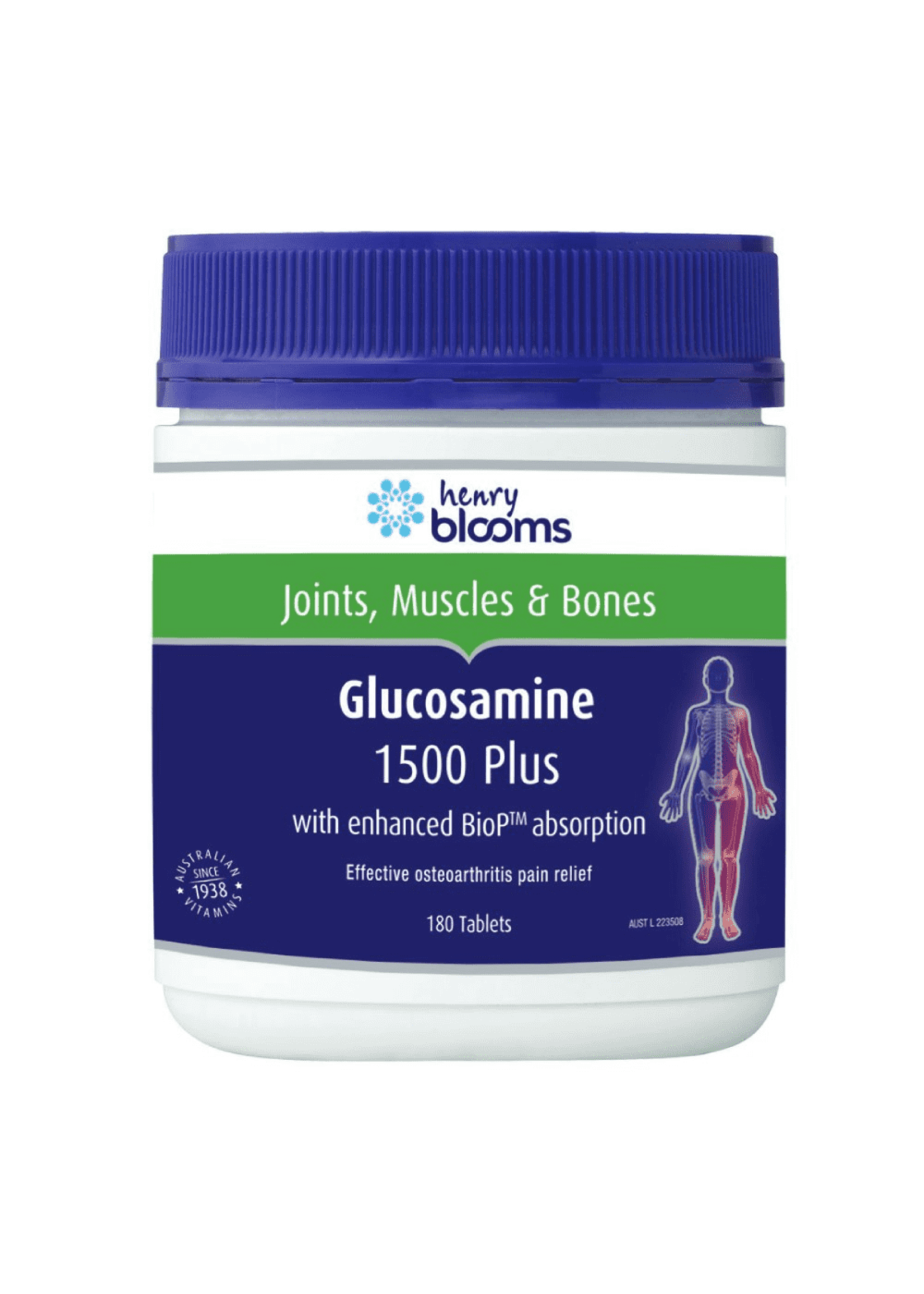 Henry Blooms Blooms Glucosamine 1500 Plus (with enhanced BioP) 180 tablets