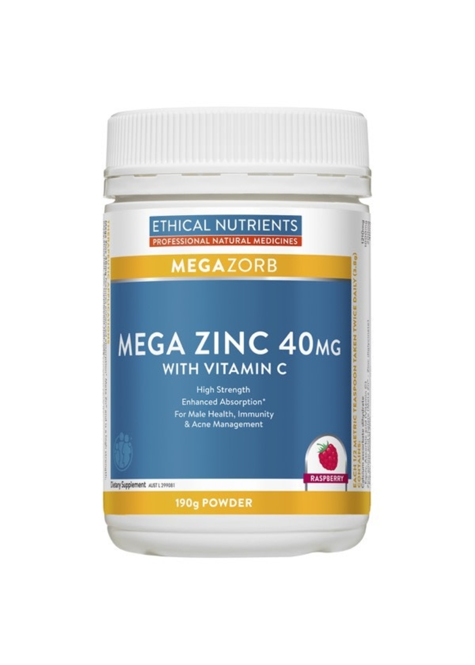 ETHICAL NUTRIENTS Ethical Nutrients Mega Zinc Powder Raspberry 190g