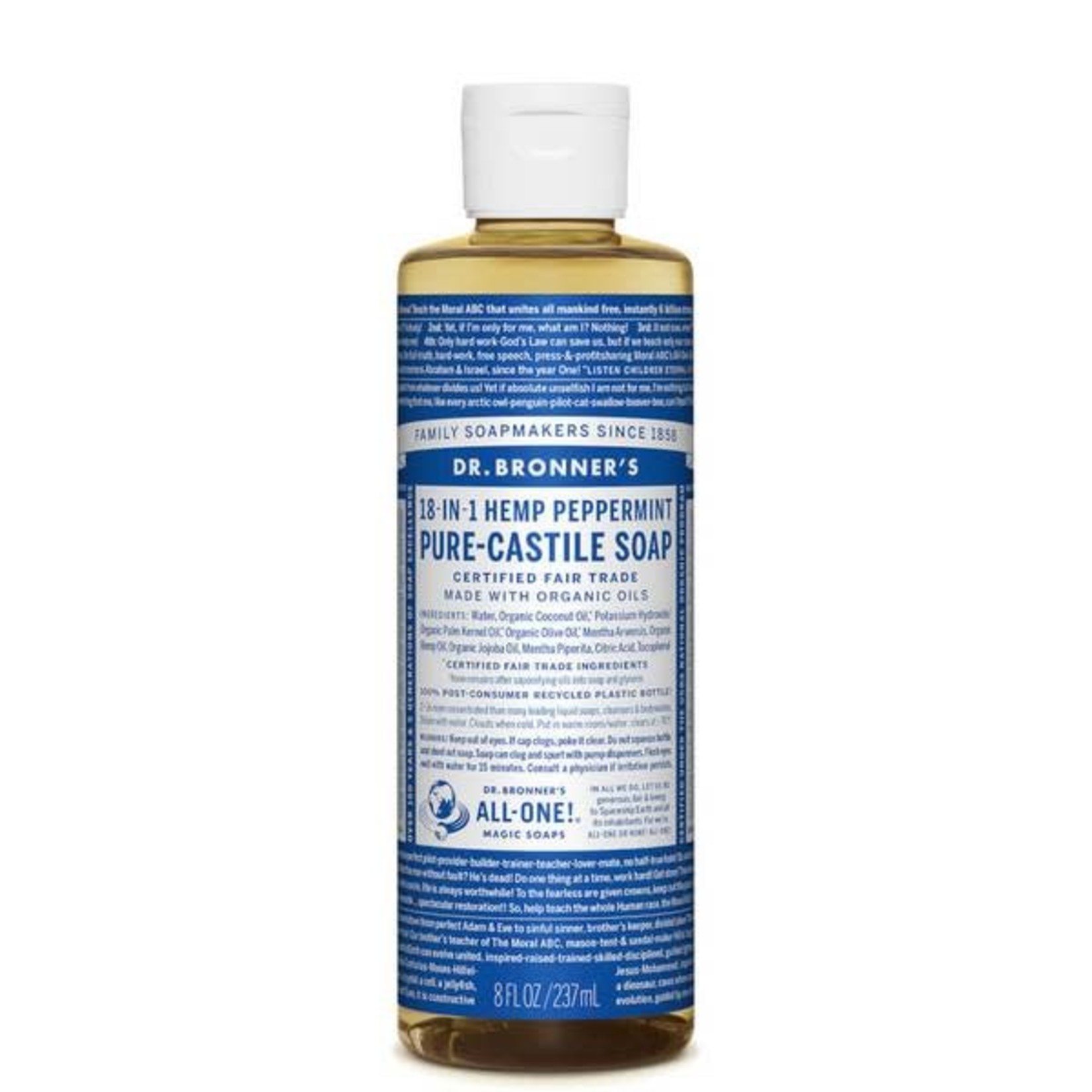 Dr Bronners Dr Bronners Organic Pure Castile Liquid Soap Peppermint 237ml ( Dark Blue)