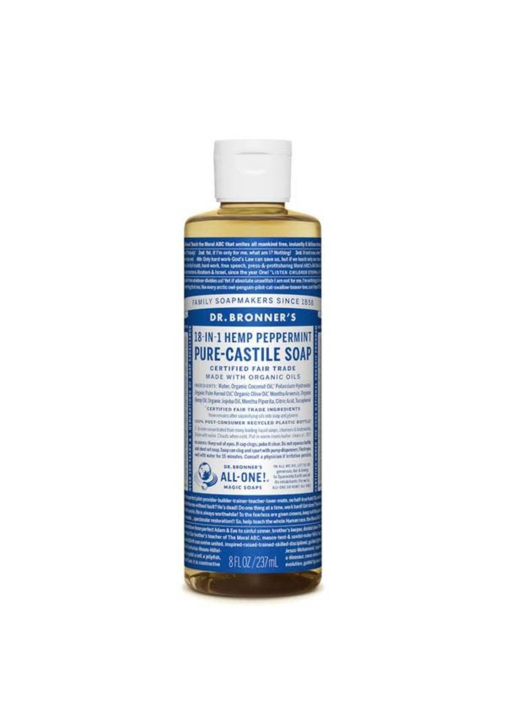 Dr Bronners Dr Bronners Organic Pure Castile Liquid Soap Peppermint 237ml ( Dark Blue)