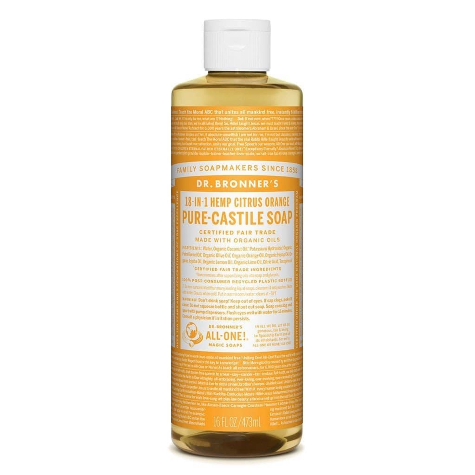 Dr Bronners Dr Bronners Organic Pure Castile Liquid Soap Citrus 473ml (Yellow)