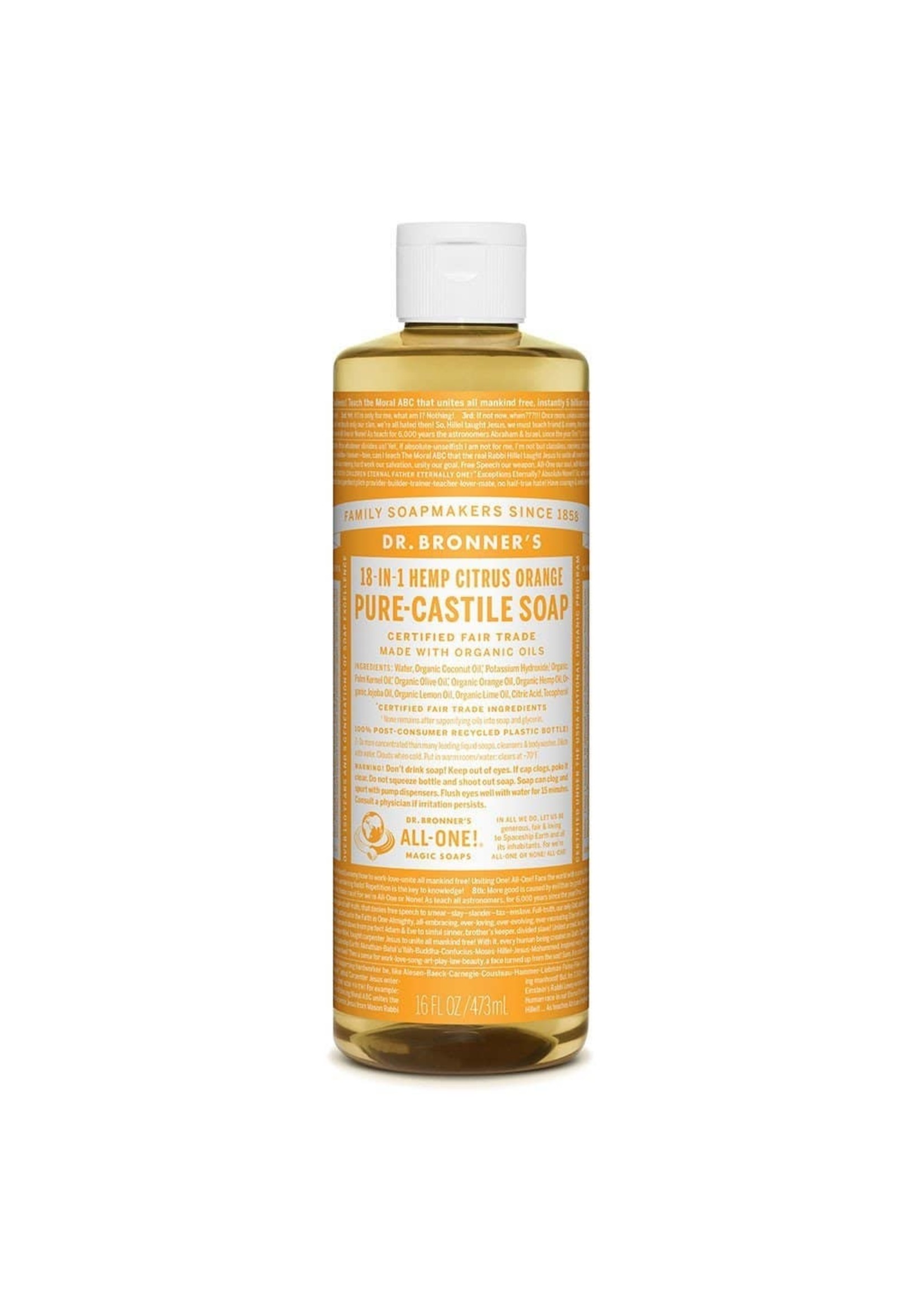 Dr Bronners Dr Bronners Organic Pure Castile Liquid Soap Citrus 473ml (Yellow)