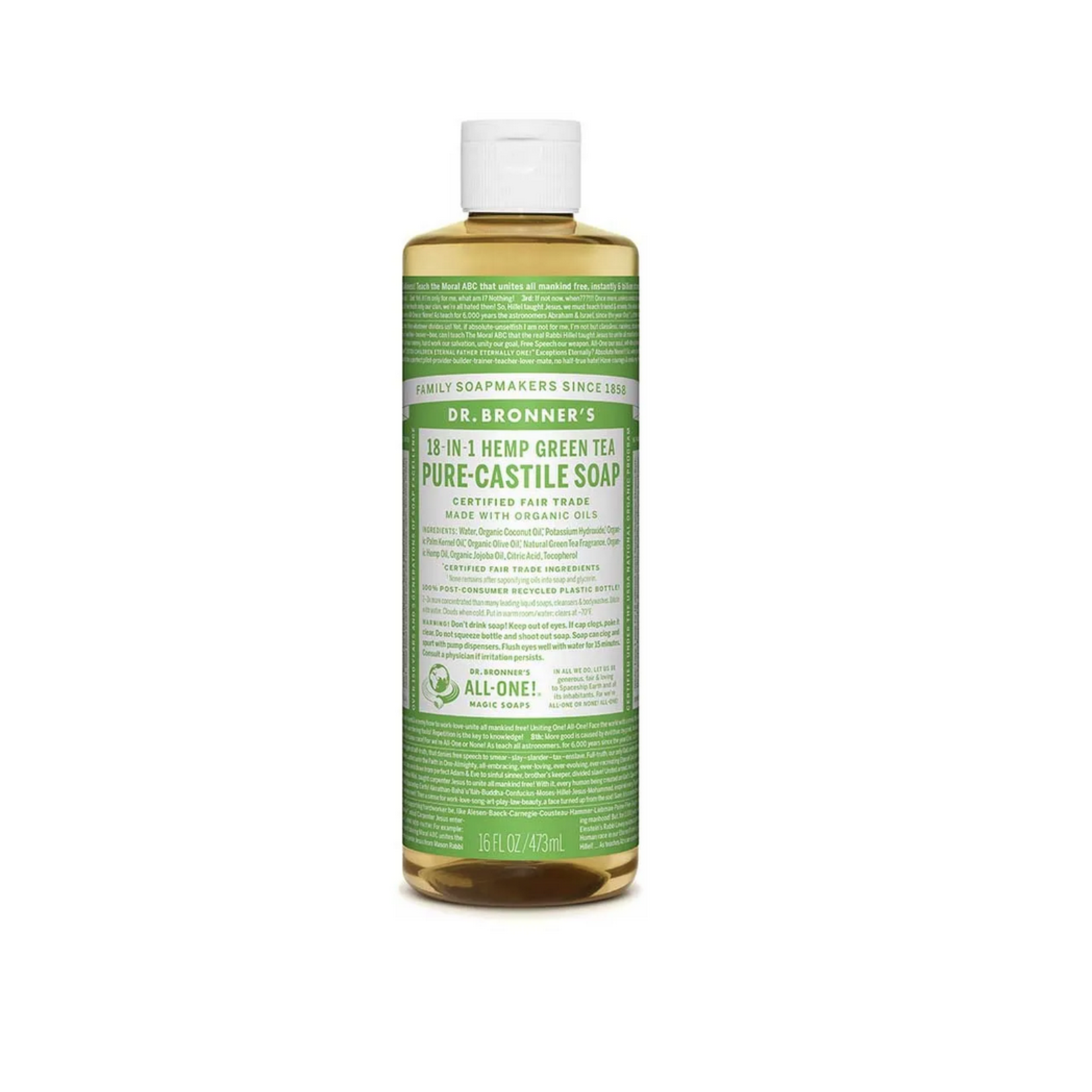 Dr Bronners Dr Bronners Organic Pure Castile Liquid Soap Green Tea 473ml (light green)