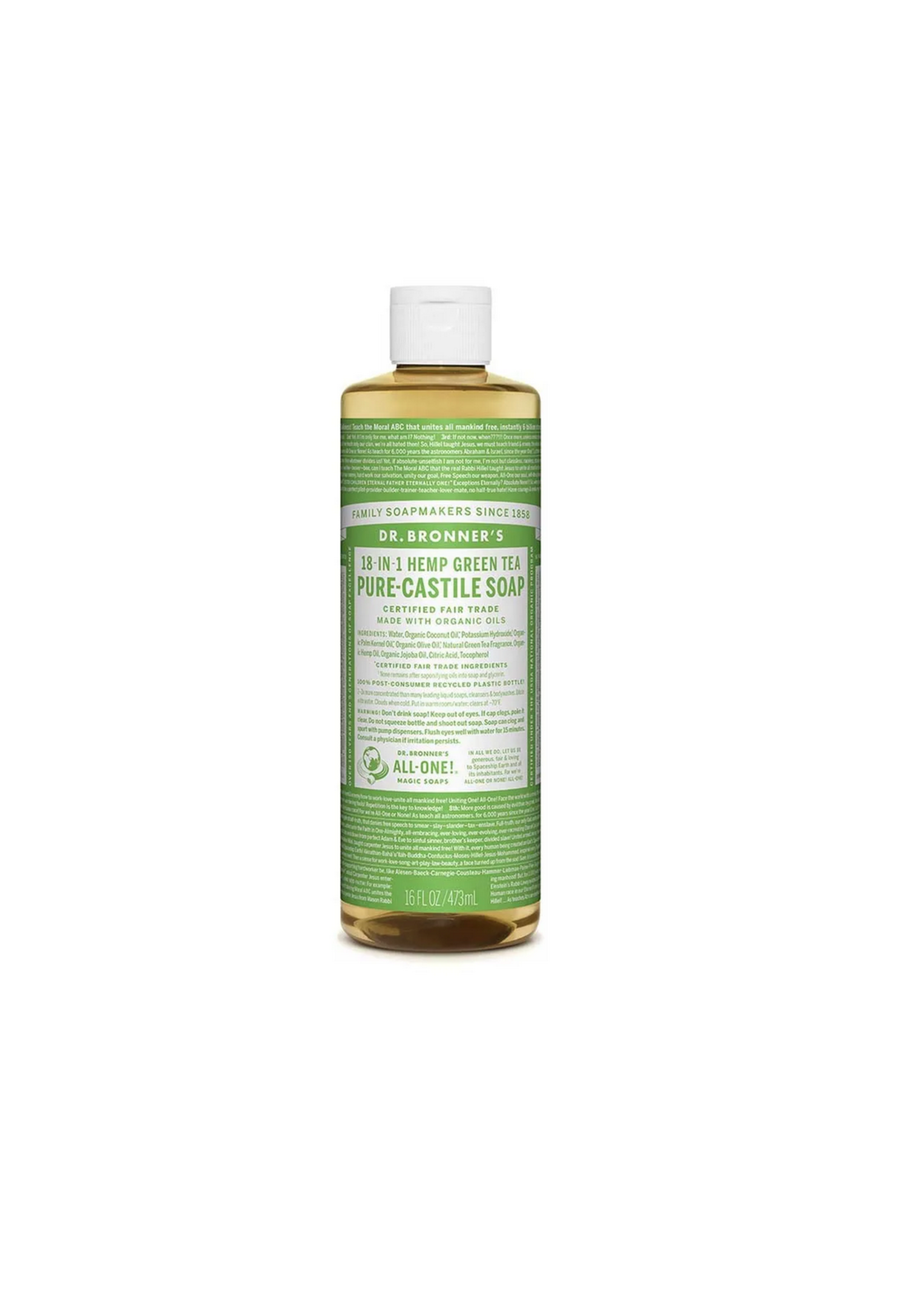 Dr Bronners Dr Bronners Organic Pure Castile Liquid Soap Green Tea 473ml (light green)