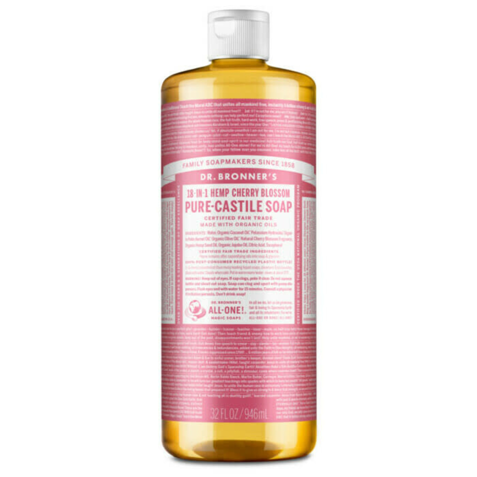 Dr Bronners Dr Bronners Organic Pure Castile Liquid Soap Cherry Blossom 946ml (Pink)