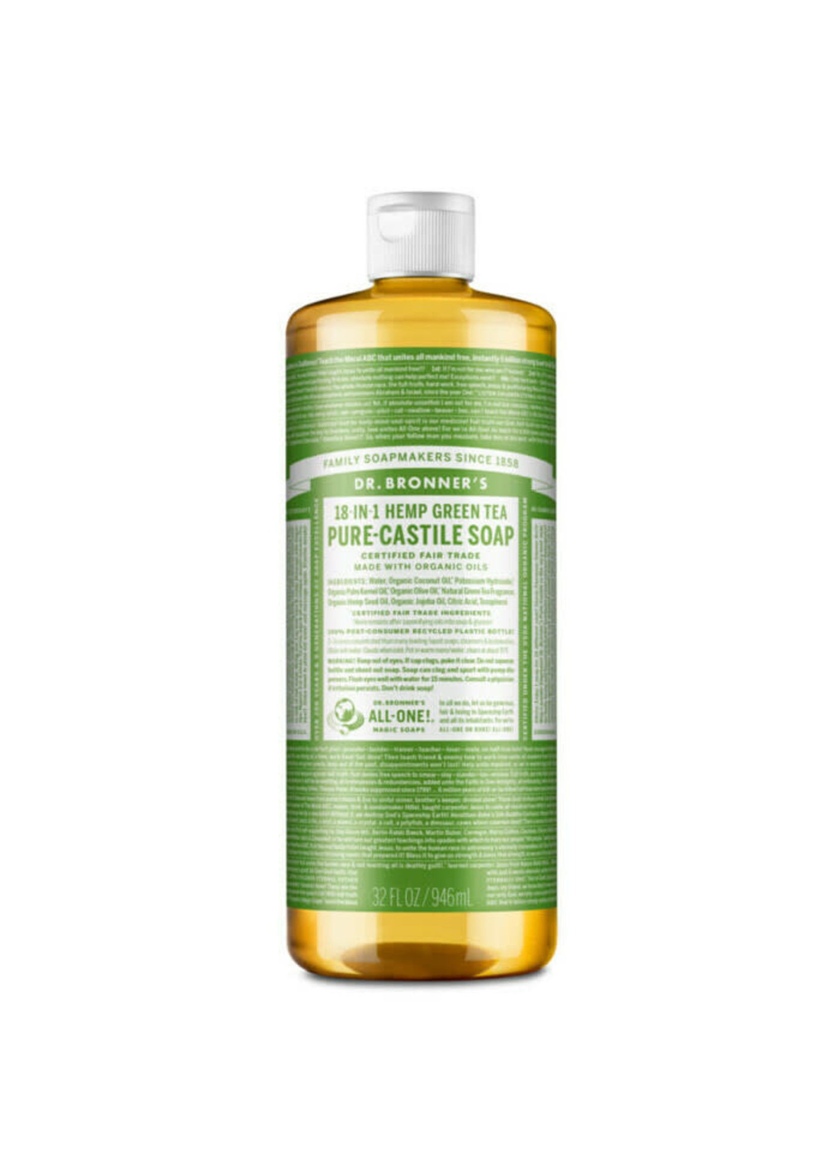 Dr Bronners Dr Bronners Organic Pure Castile Liquid Soap Green Tea 946 ml ( Light Green)