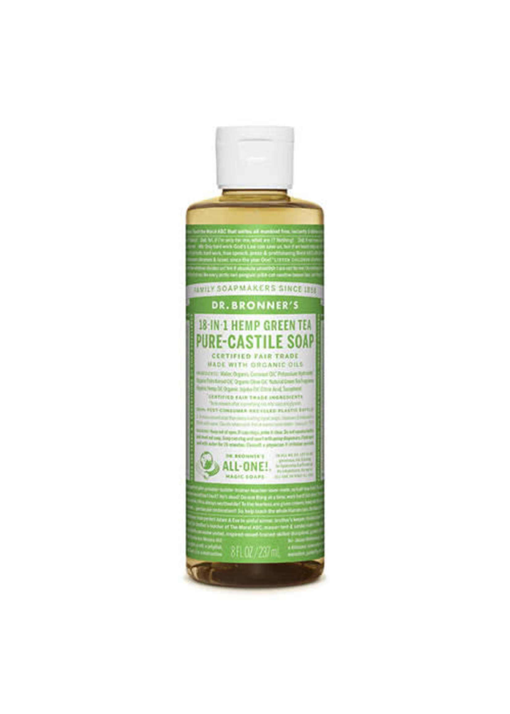 Dr Bronners Dr Bronners Organic Pure Castile Liquid Soap Green Tea 237ml  ( Light green)