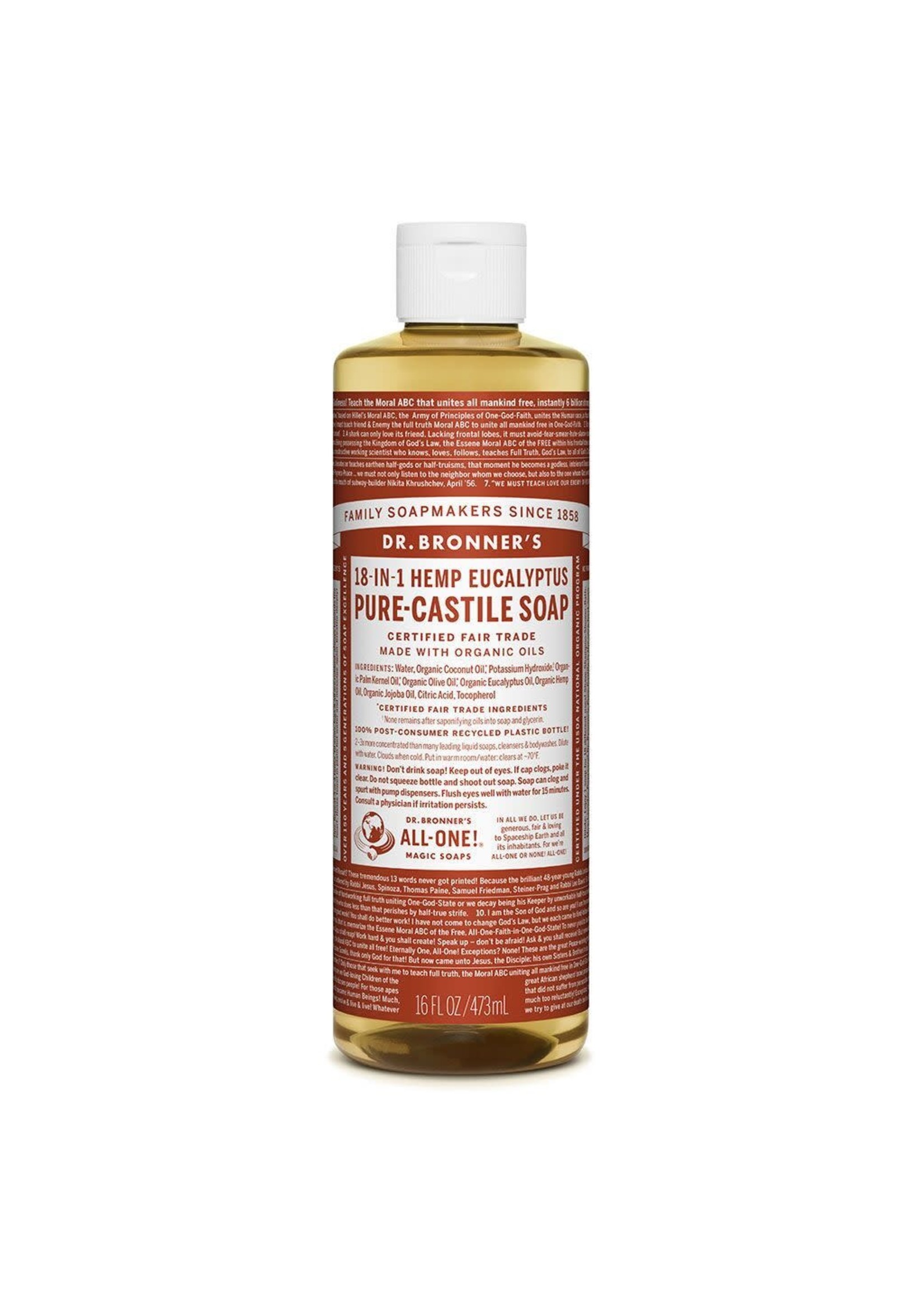 Dr Bronners Dr Bronners Organic Pure Castile Liquid Soap Eucalyptus 473ml ( Brown)