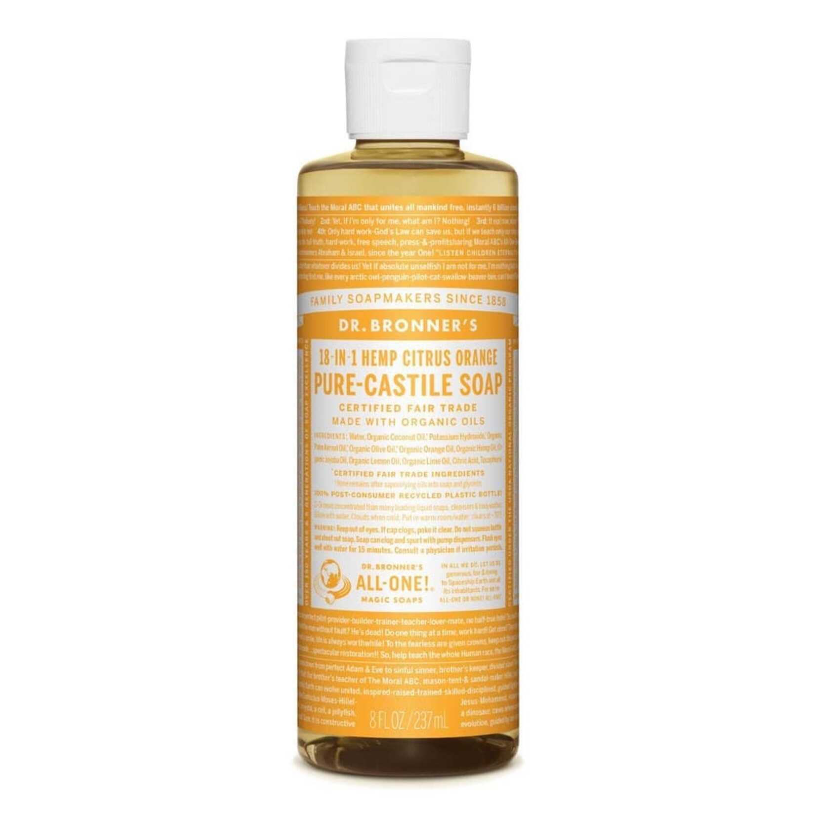 Dr Bronners Dr Bronners Organic Pure Castile Liquid Soap Citrus 237 mls (Yellow)